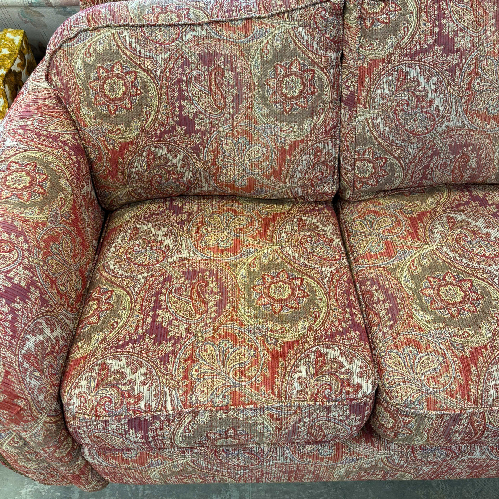Lazboy Red/Beige Paisley Couch