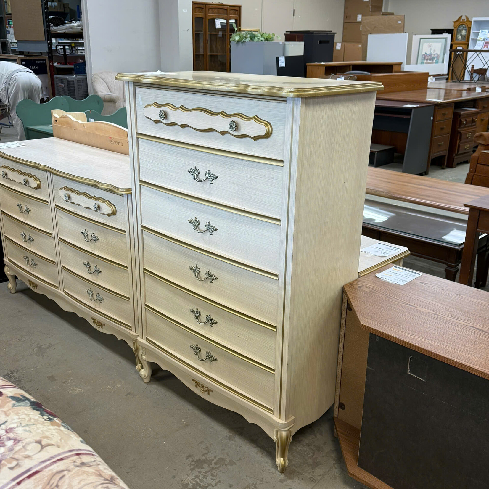 Beige & Gold Upright Dresser