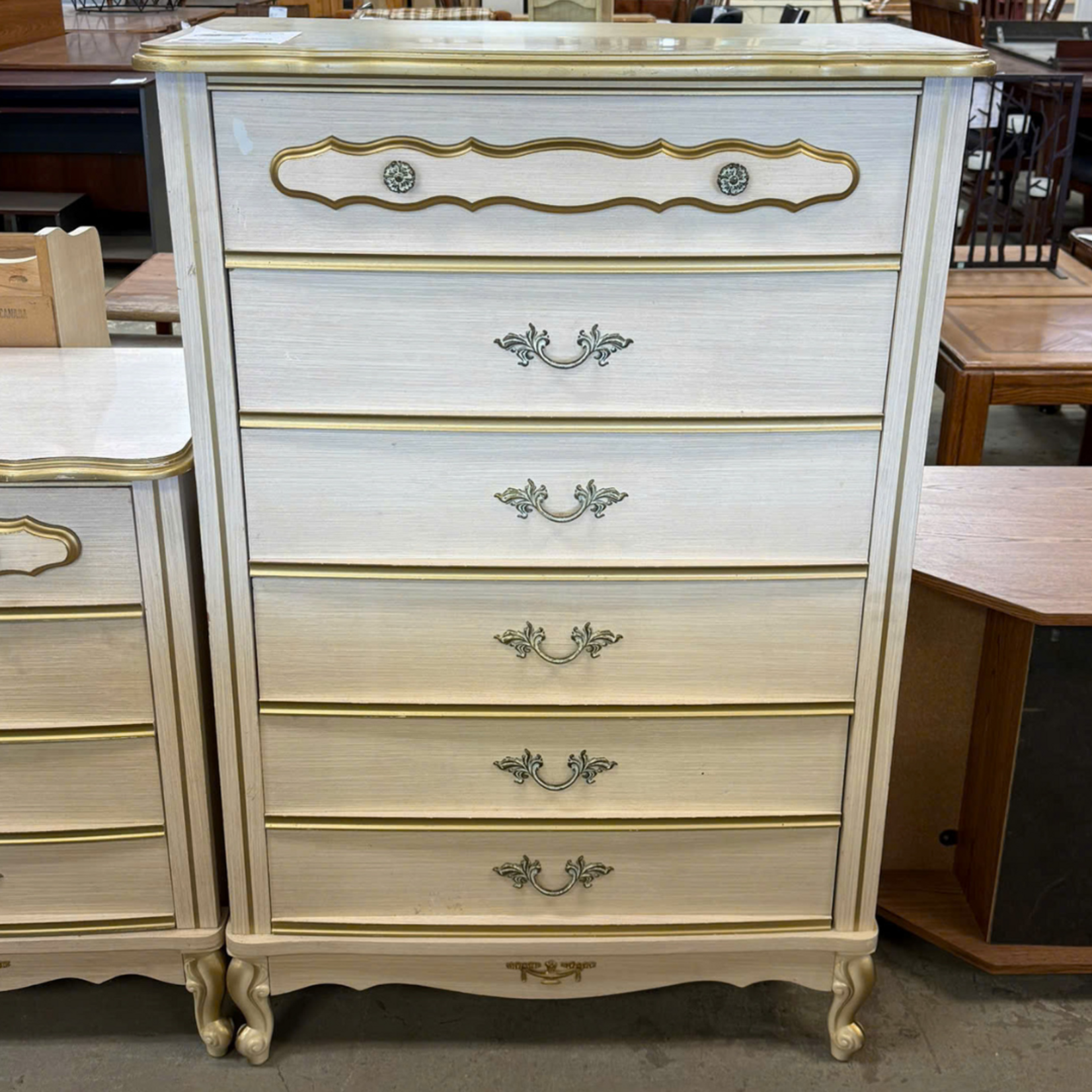 Beige & Gold Upright Dresser