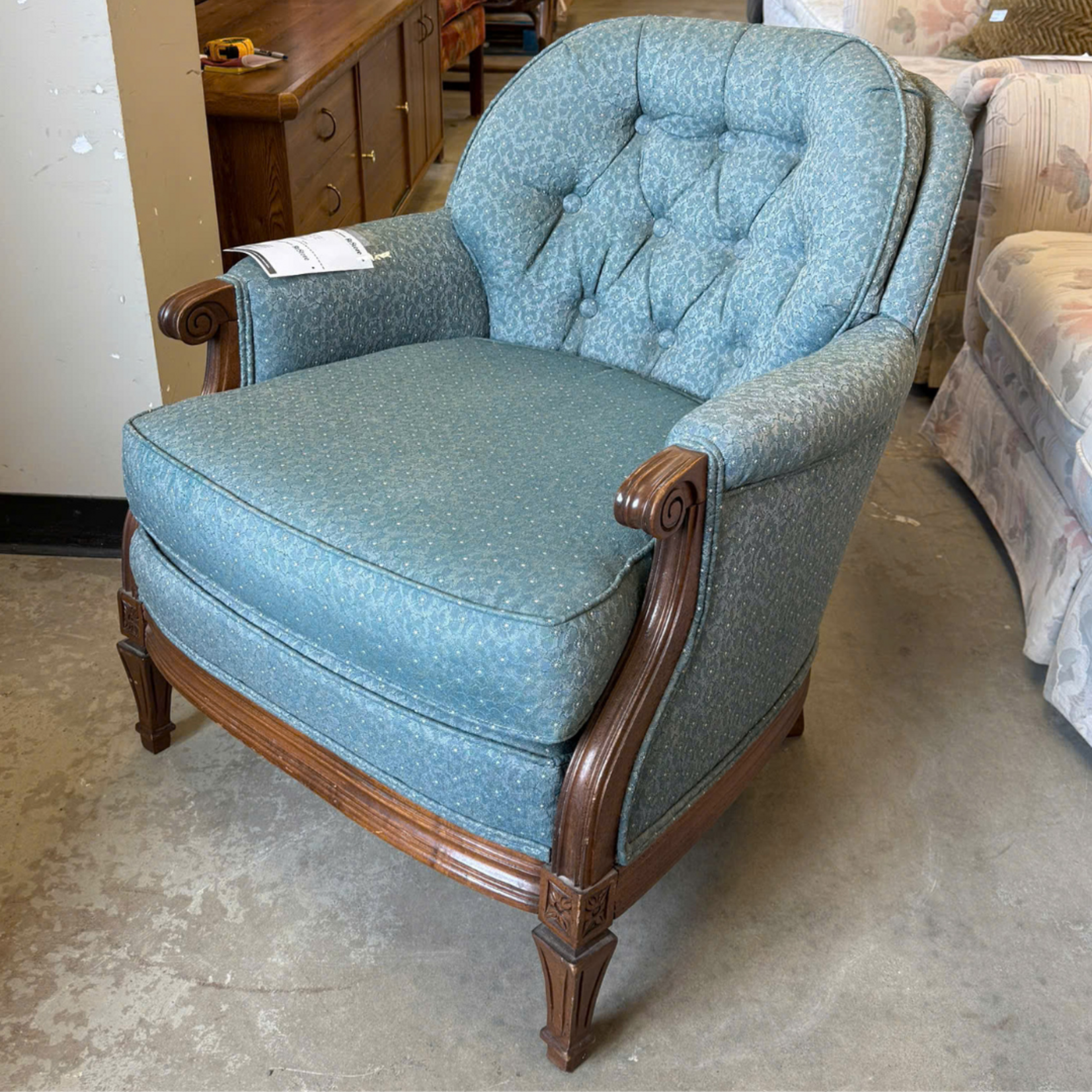 Blue-Green Floral Chair