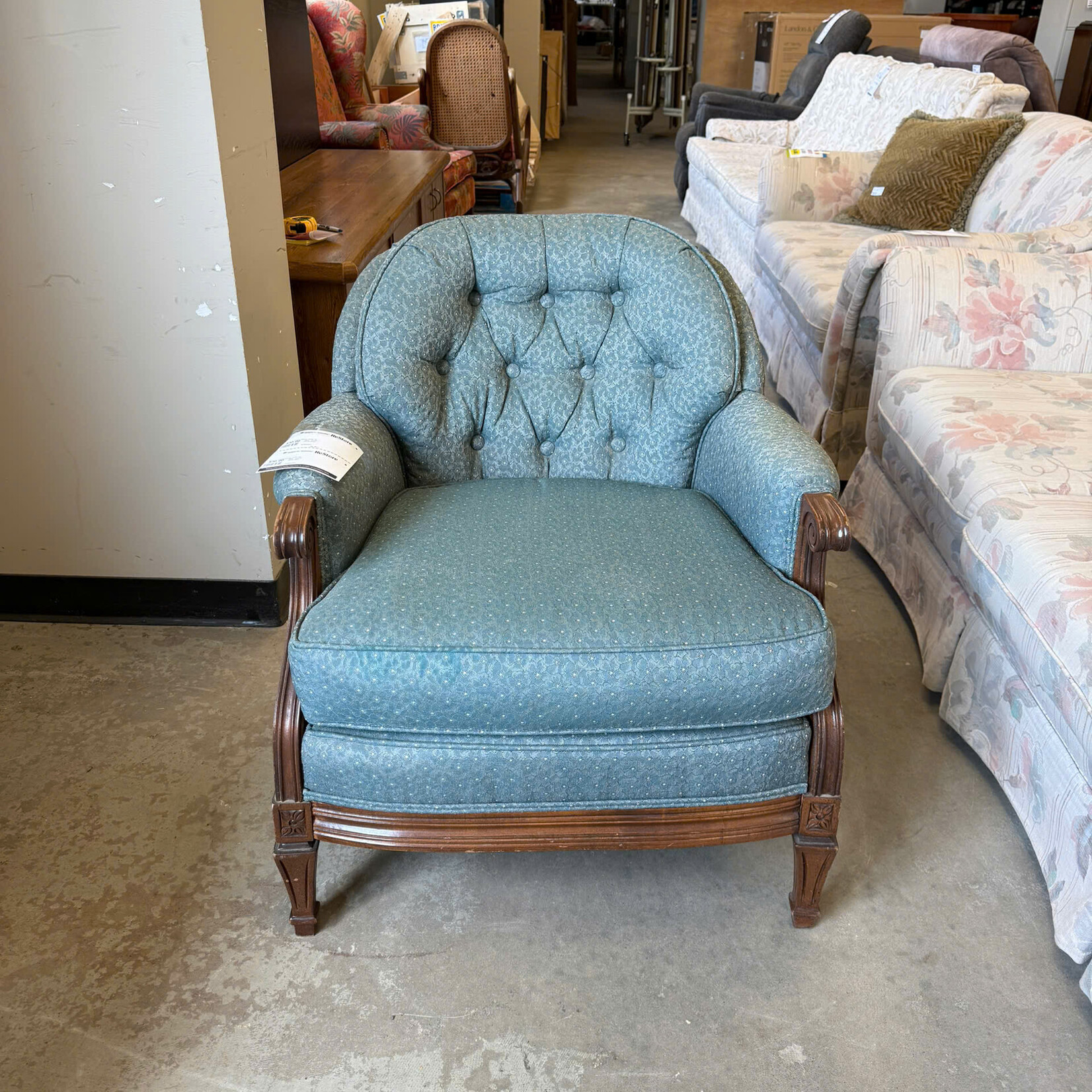 Blue-Green Floral Chair