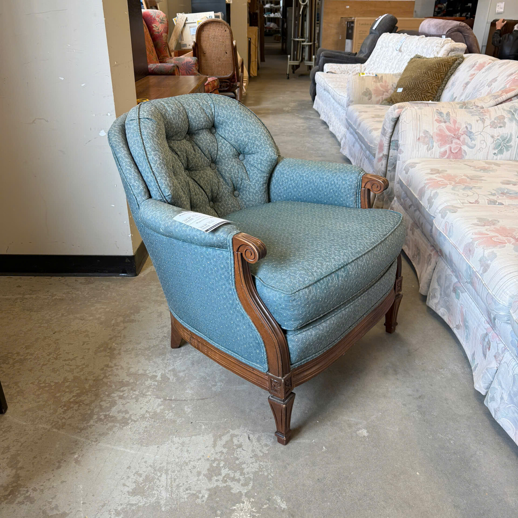Blue-Green Floral Chair
