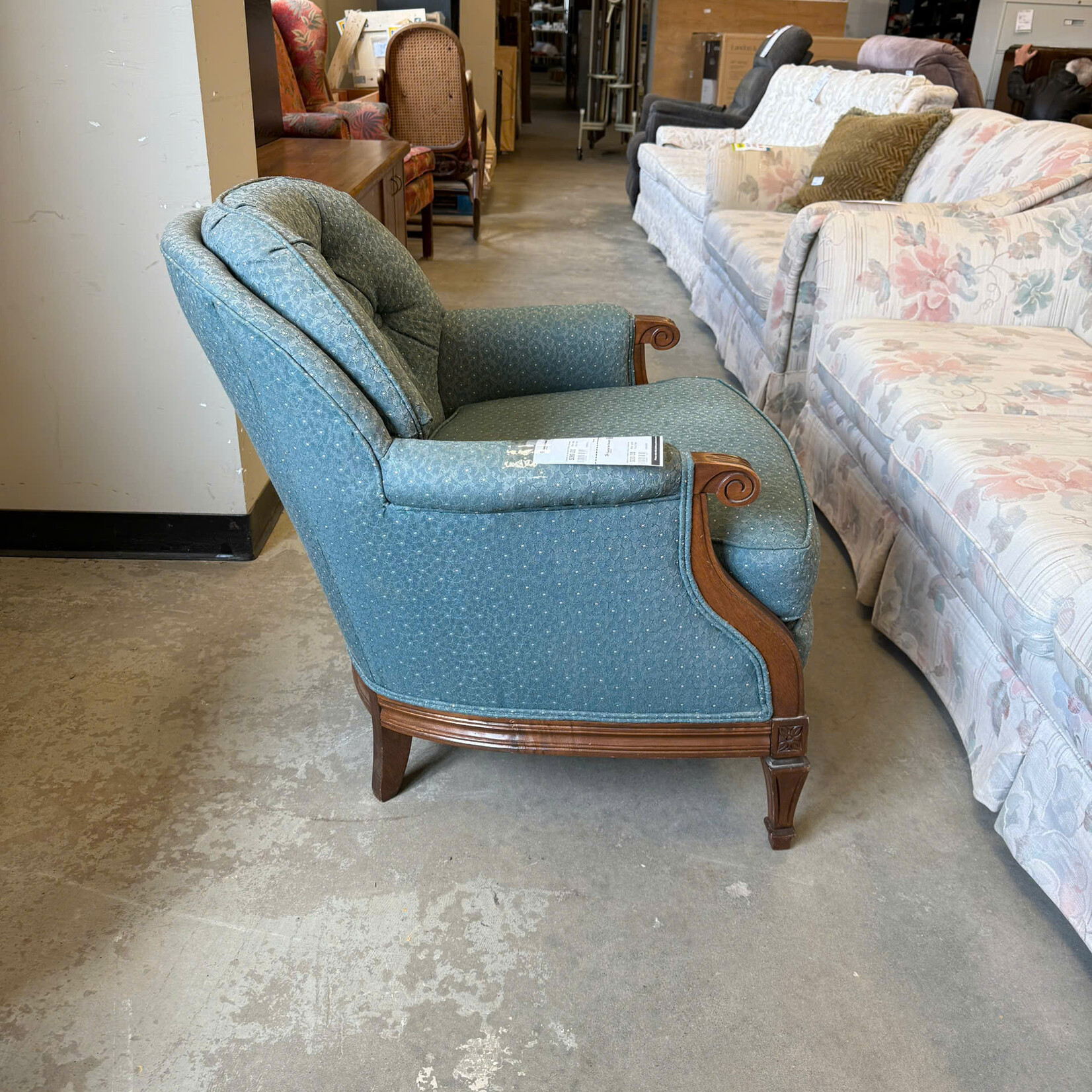 Blue-Green Floral Chair