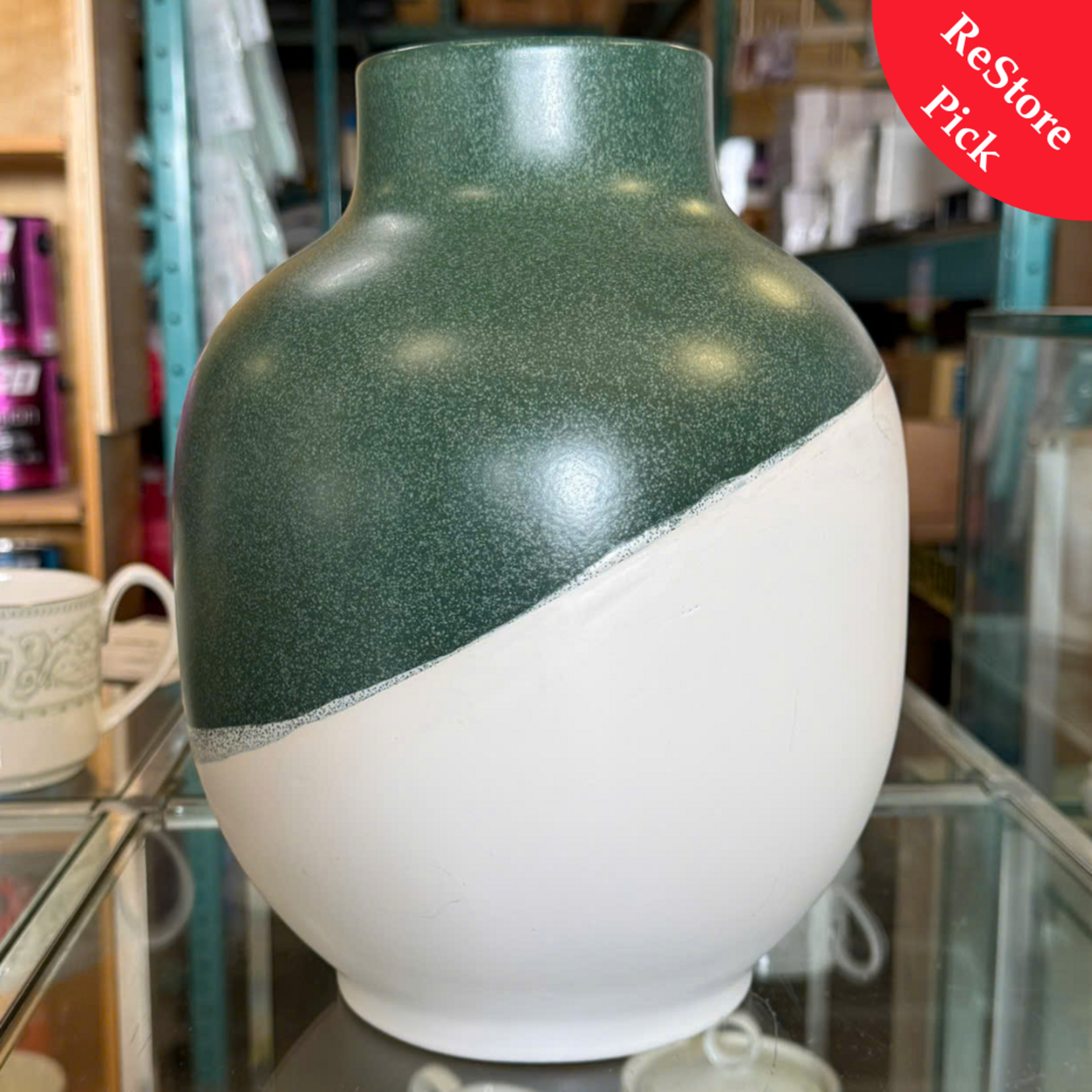 Green & White Vase