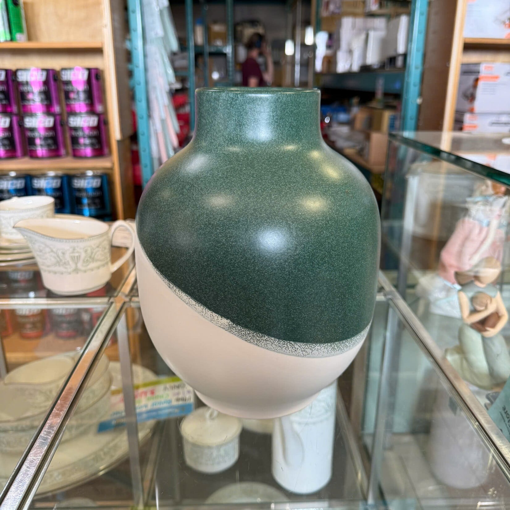 Green & White Vase