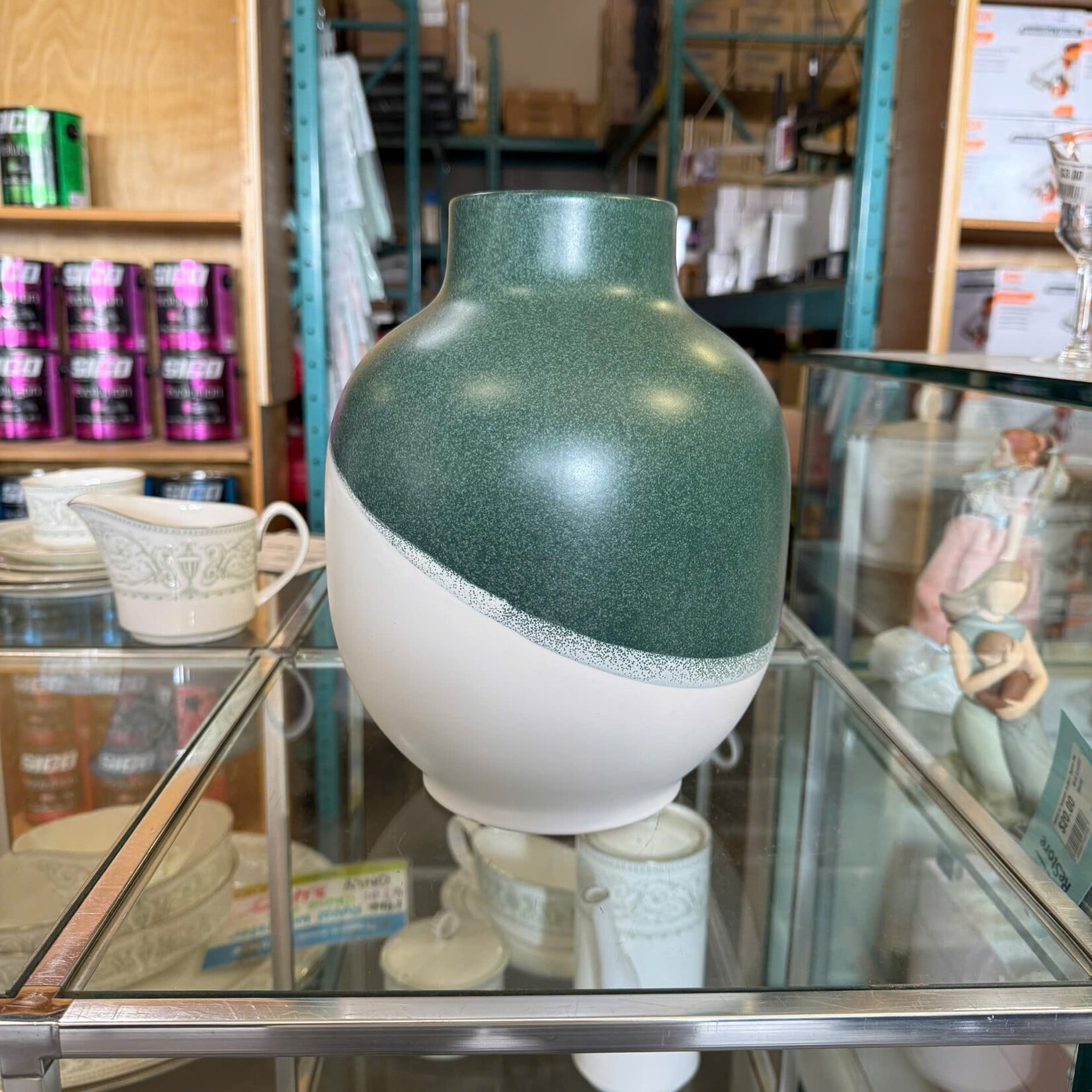Green & White Vase