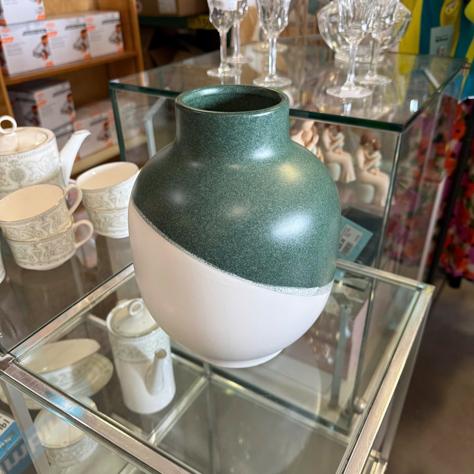Green & White Vase