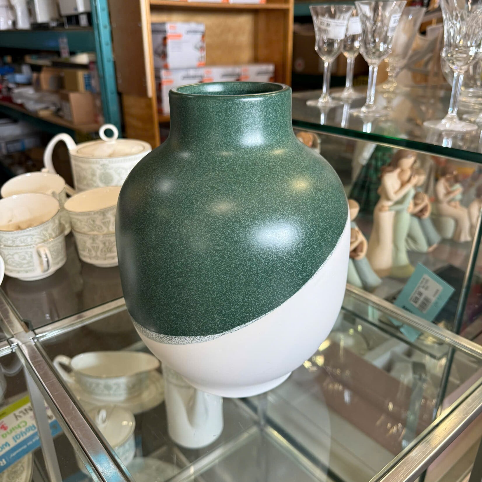 Green & White Vase