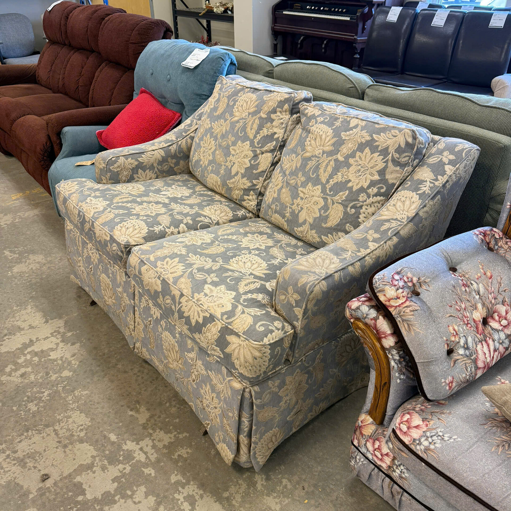 Blue/White Floral Rocking Loveseat