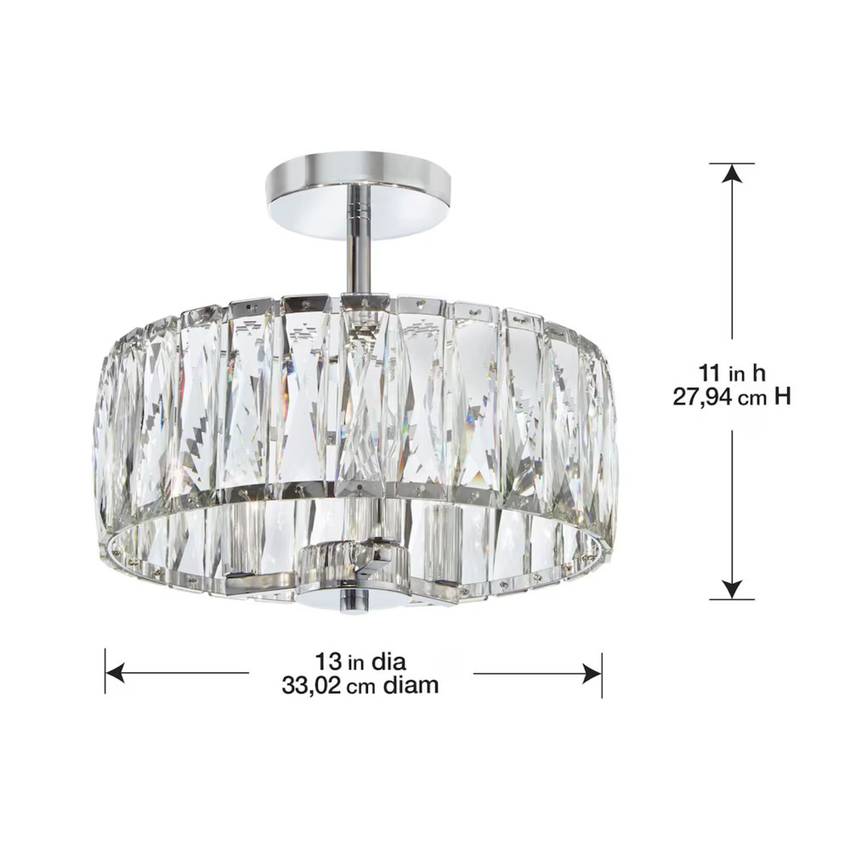 13 Inch 3 Light Semi Flush Mount Light