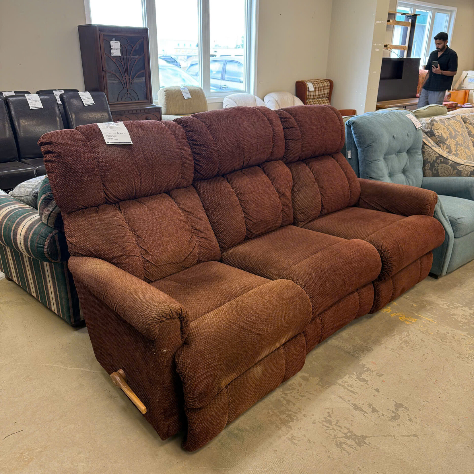 Burgundy Double Recliner Couch