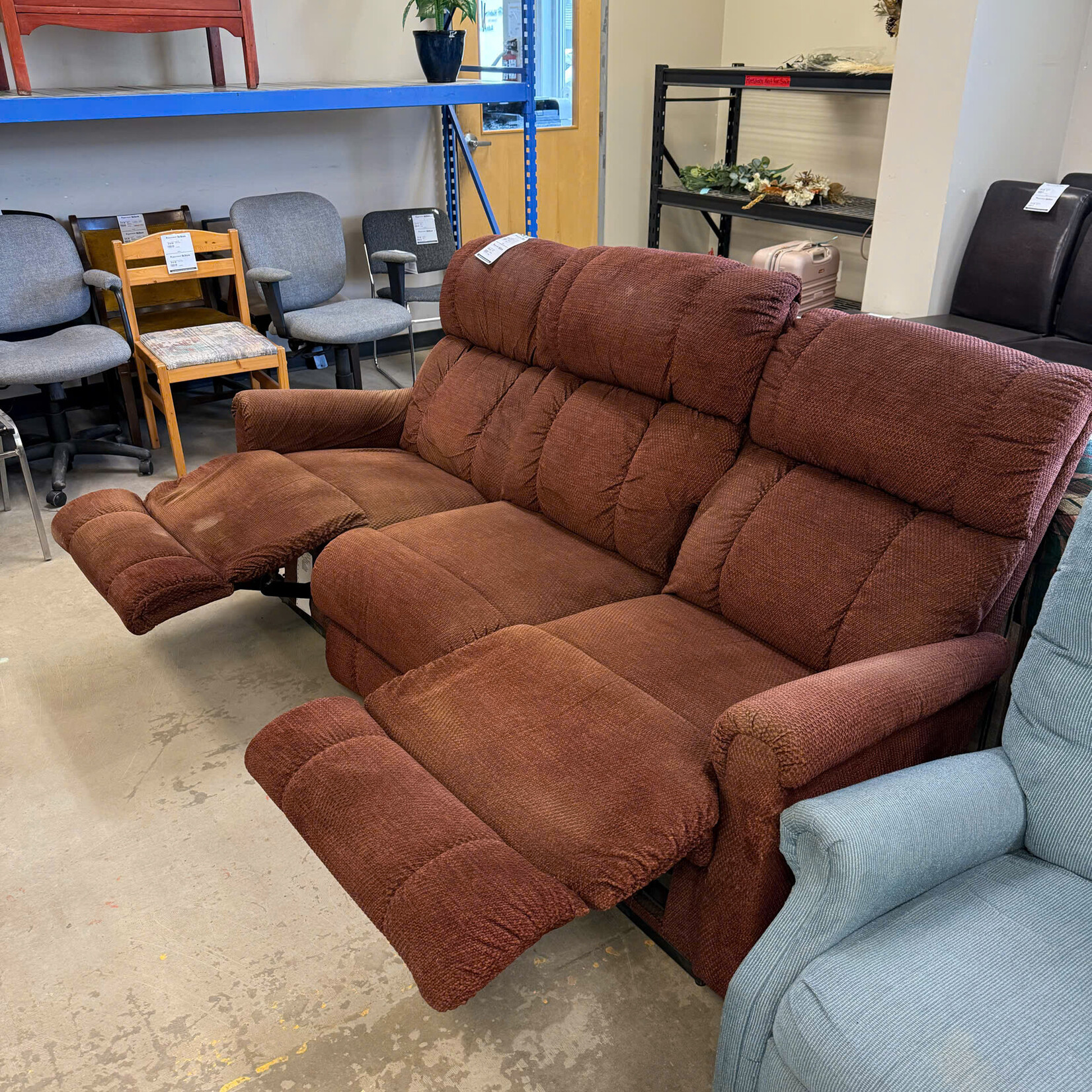 Burgundy Double Recliner Couch