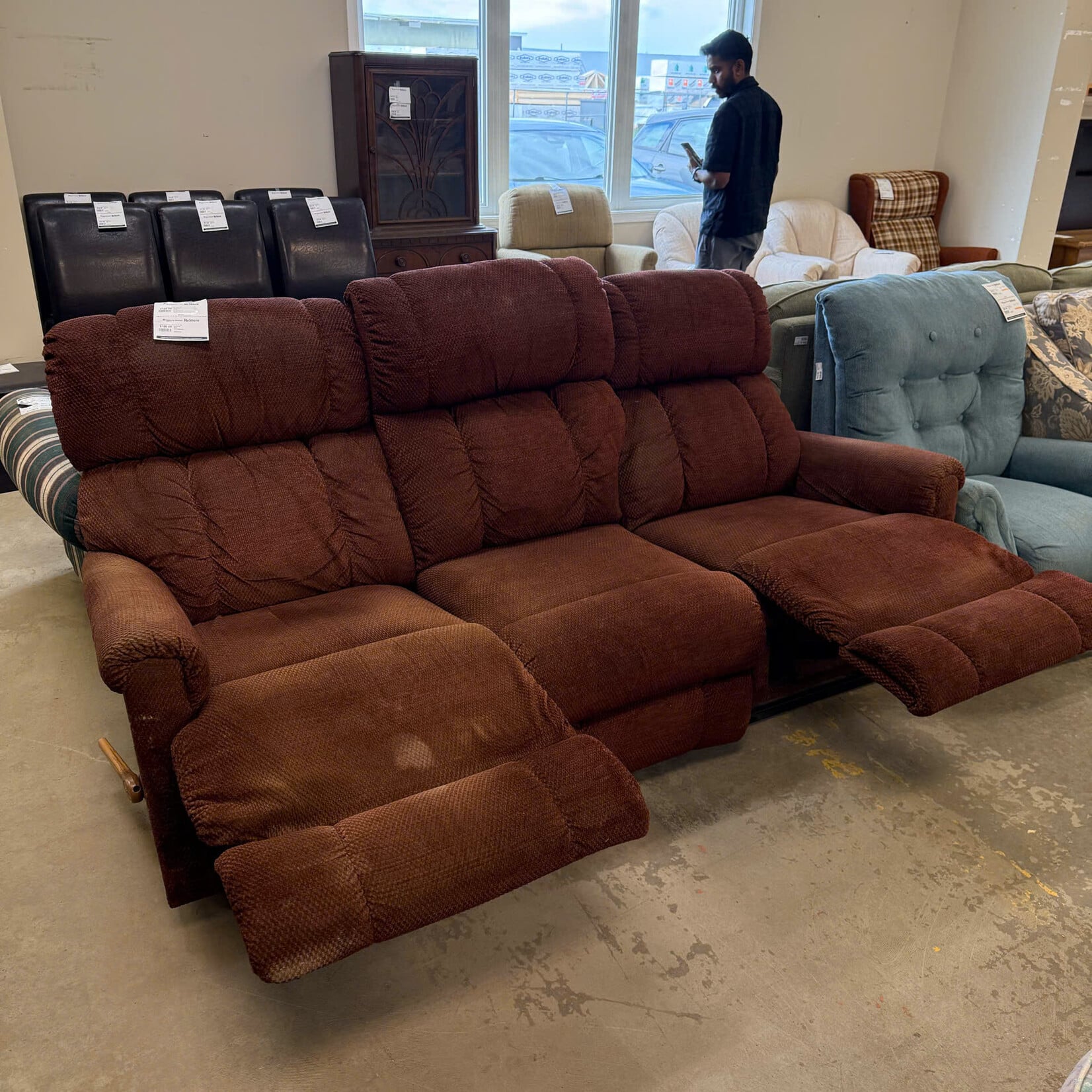 Burgundy Double Recliner Couch