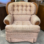 Beige Floral Swivel Rocker