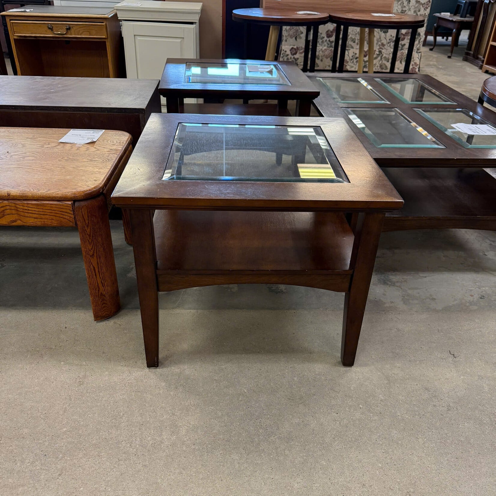 Glass Top Square End Table