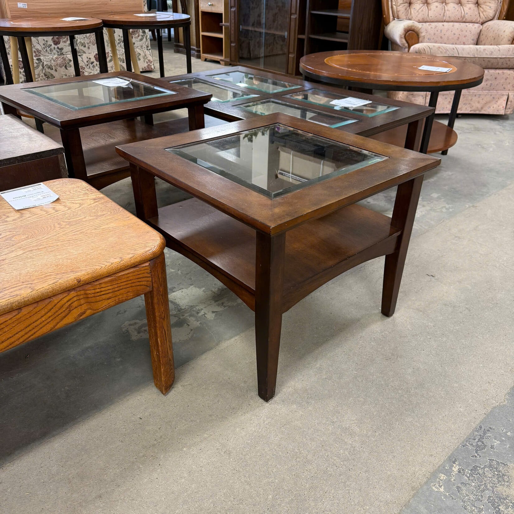 Glass Top Square End Table
