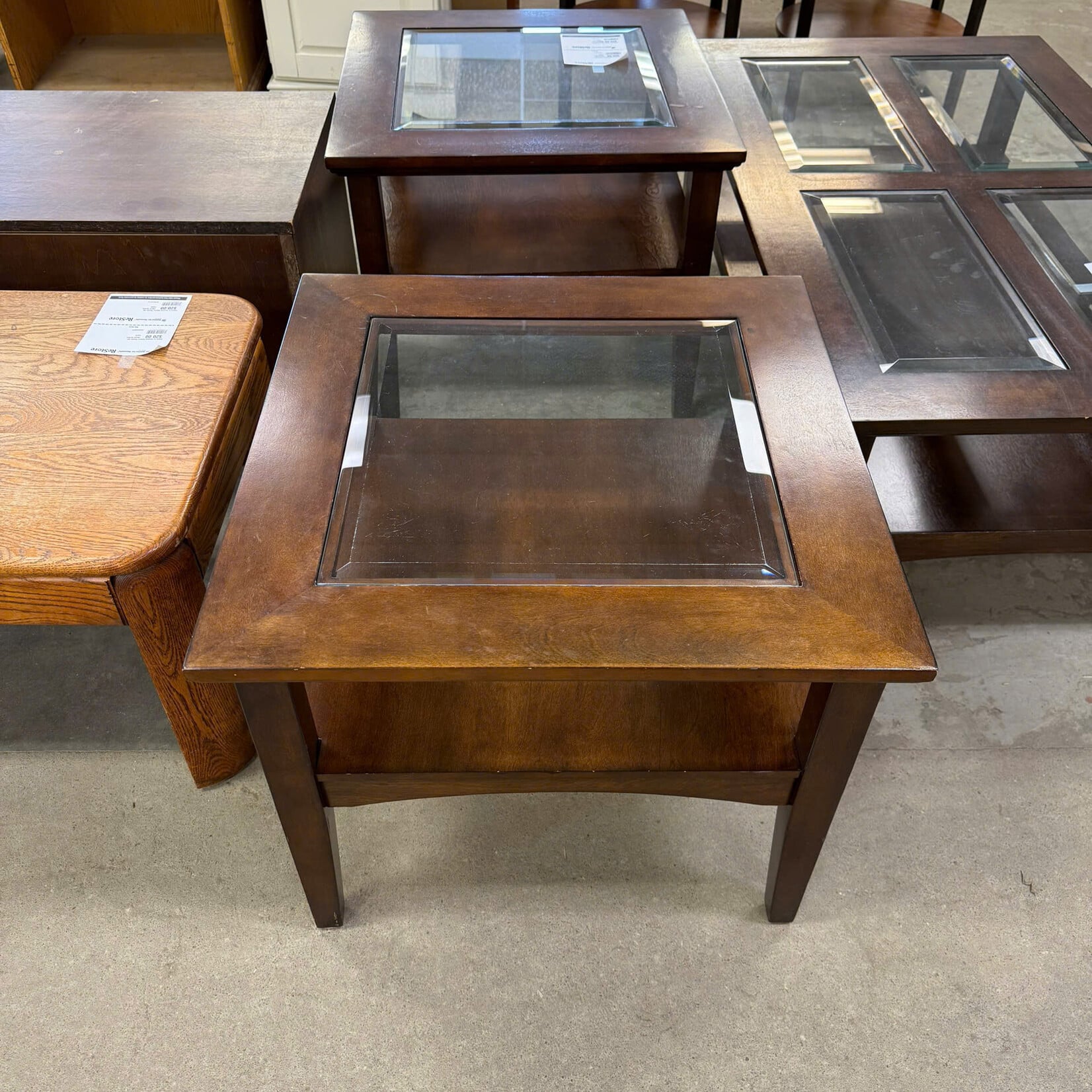 Glass Top Square End Table