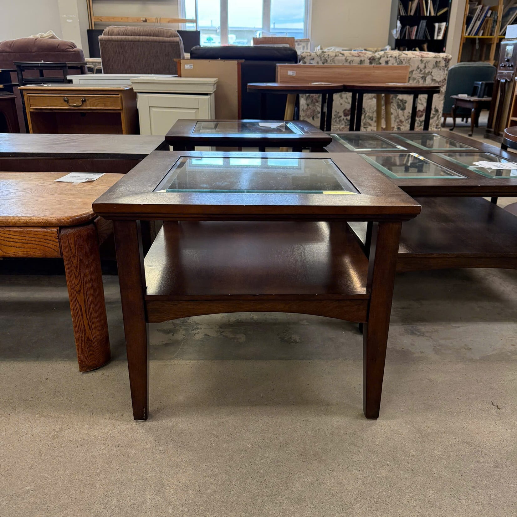 Glass Top Square End Table