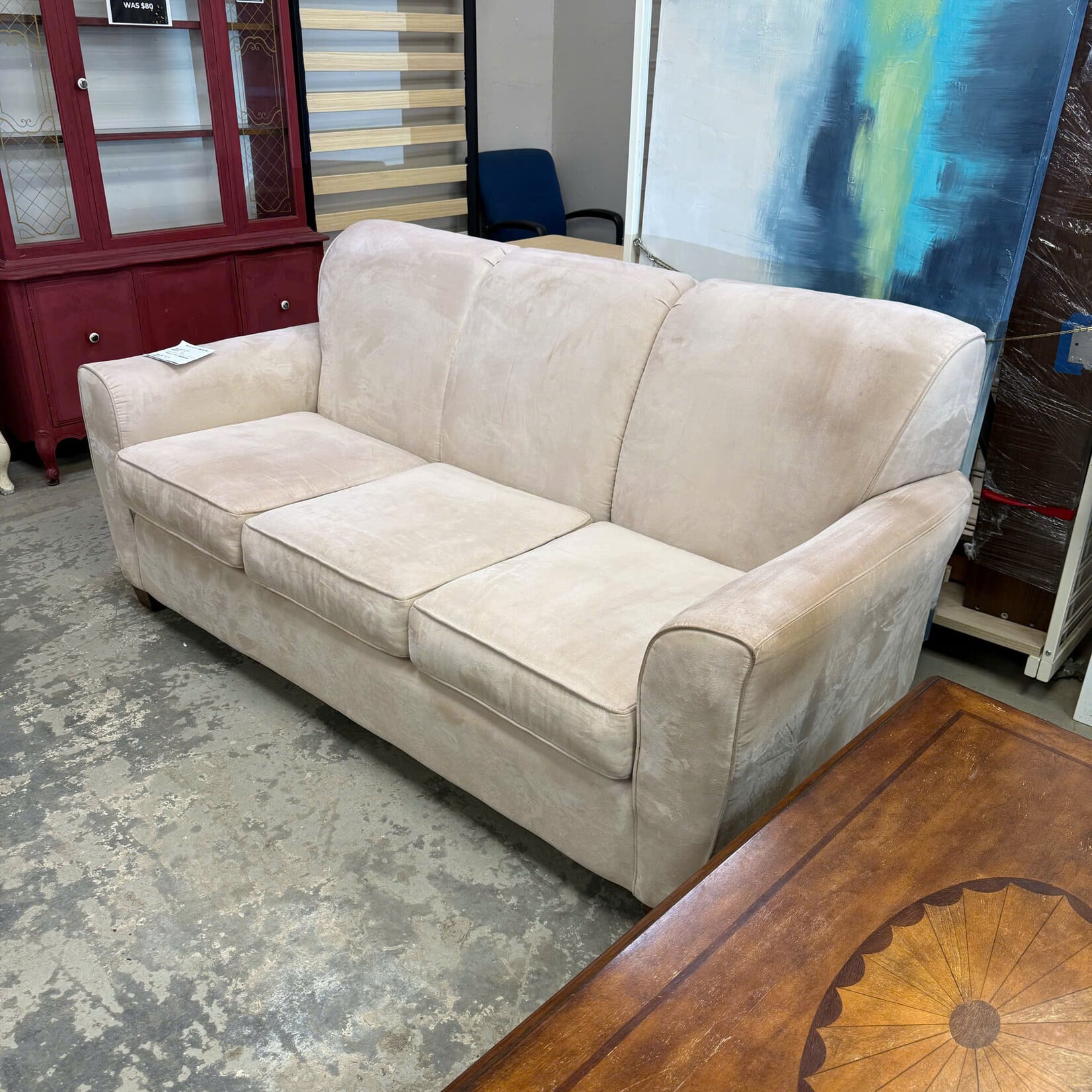 Beige Suede Couch