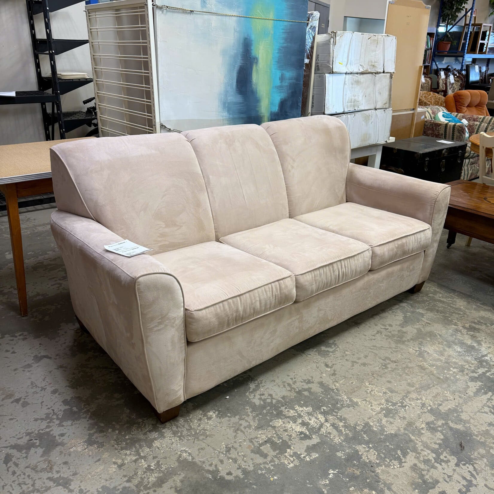 Beige Suede Couch