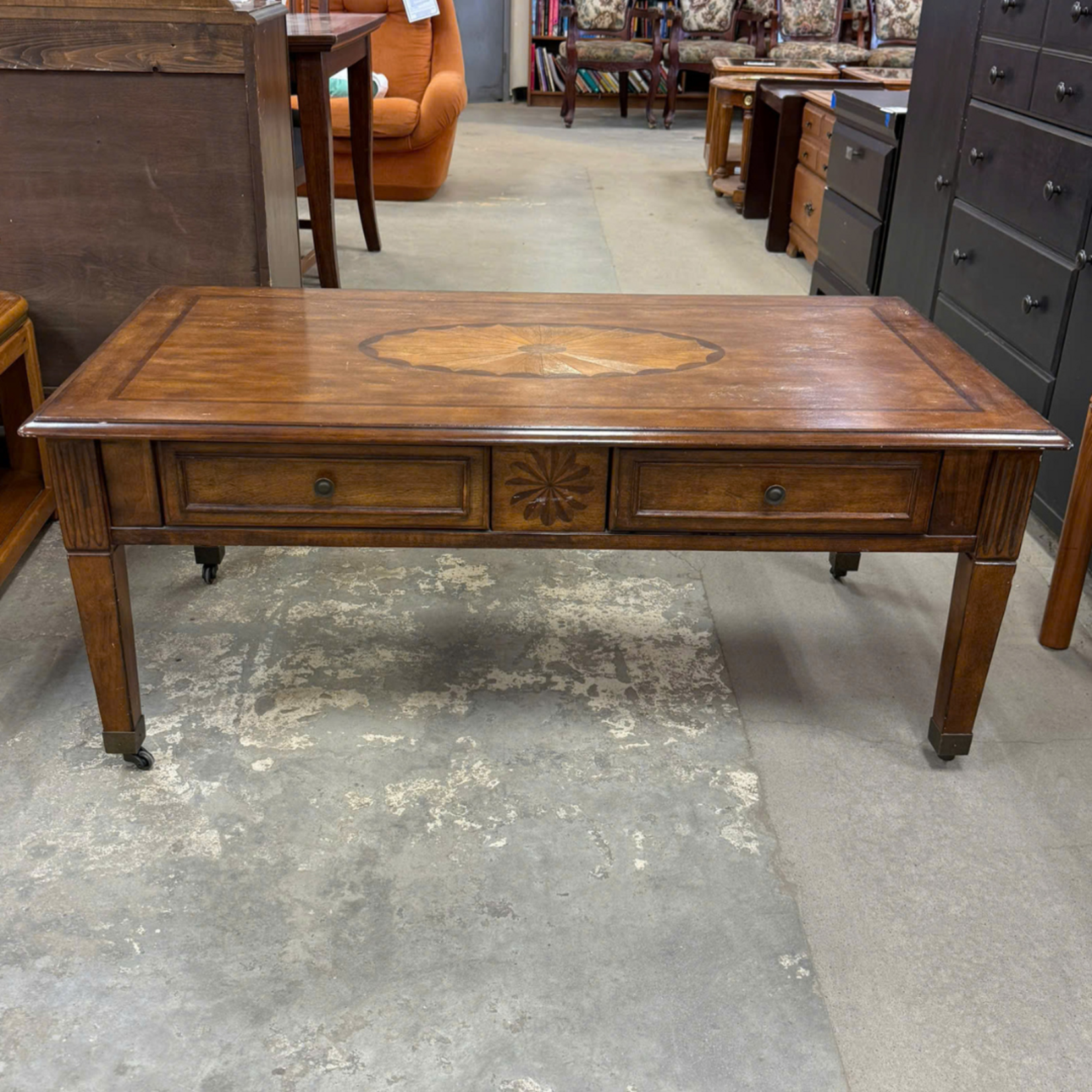 2 Drawer Rolling Coffee Table