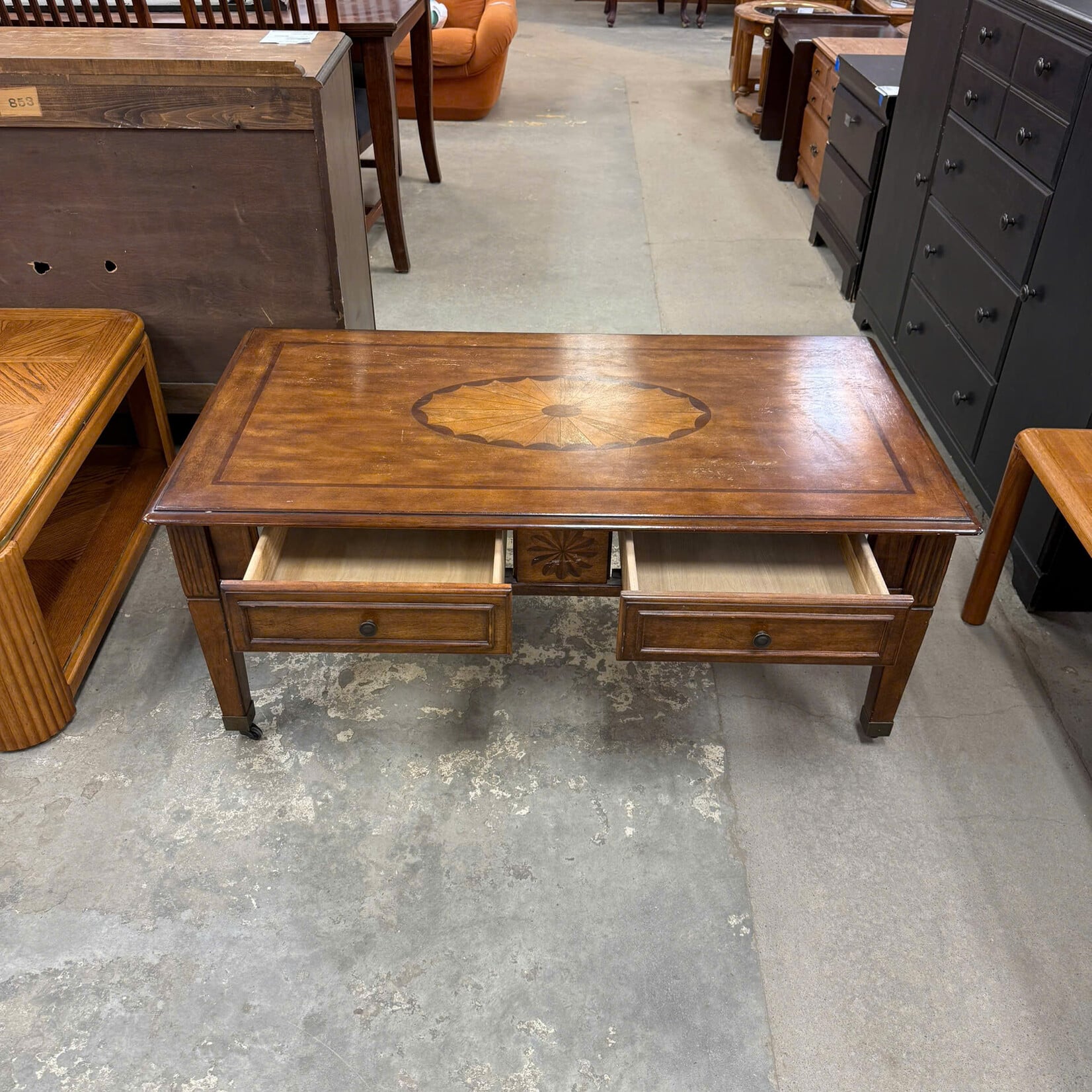 2 Drawer Rolling Coffee Table