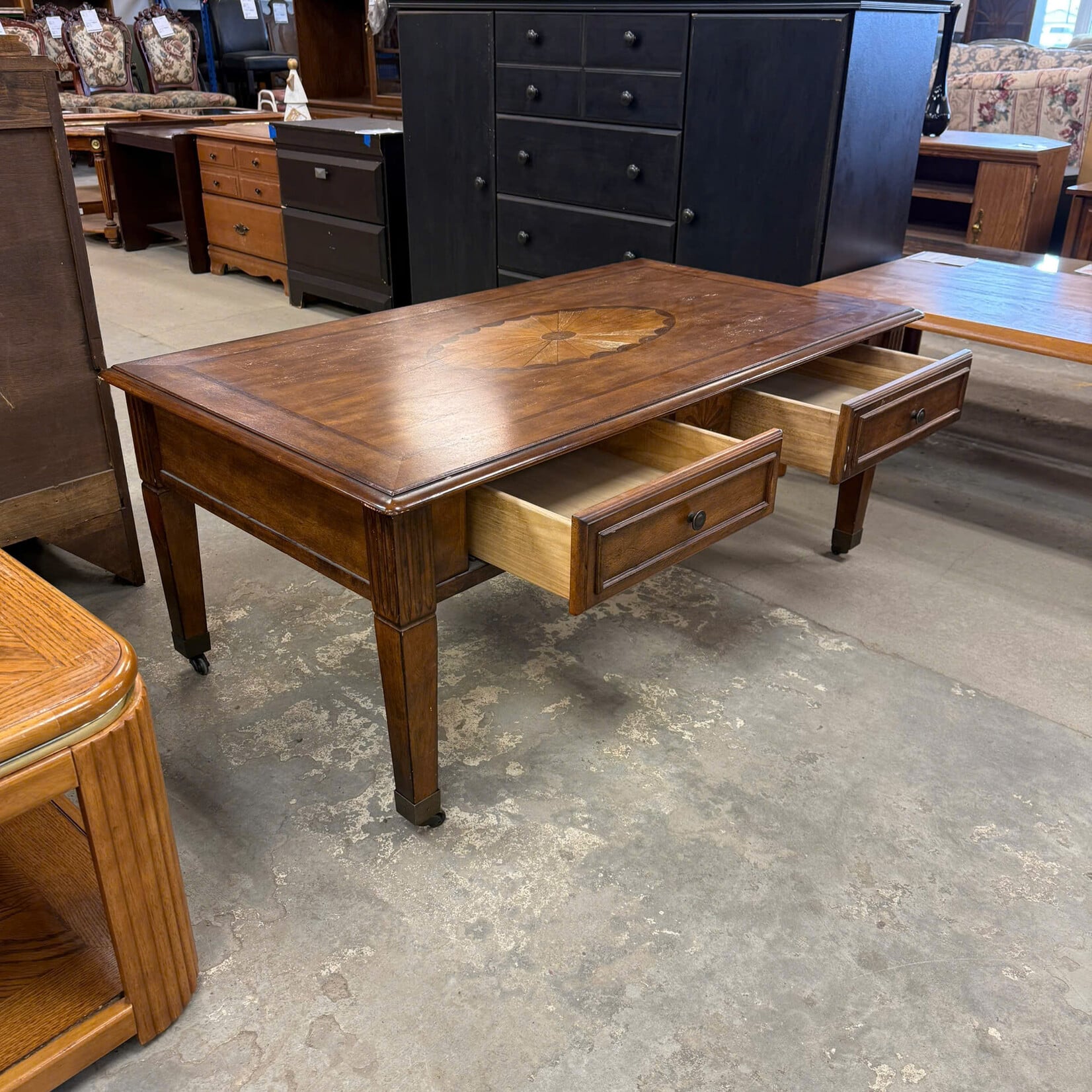 2 Drawer Rolling Coffee Table