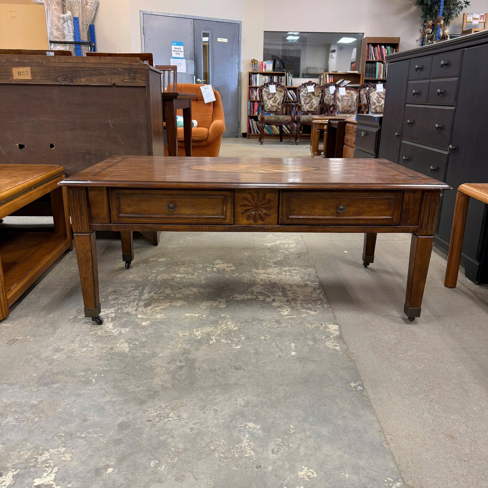 2 Drawer Rolling Coffee Table