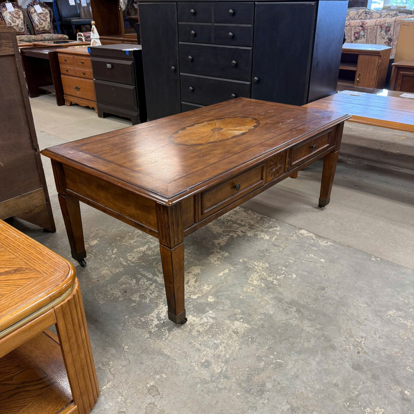 2 Drawer Rolling Coffee Table