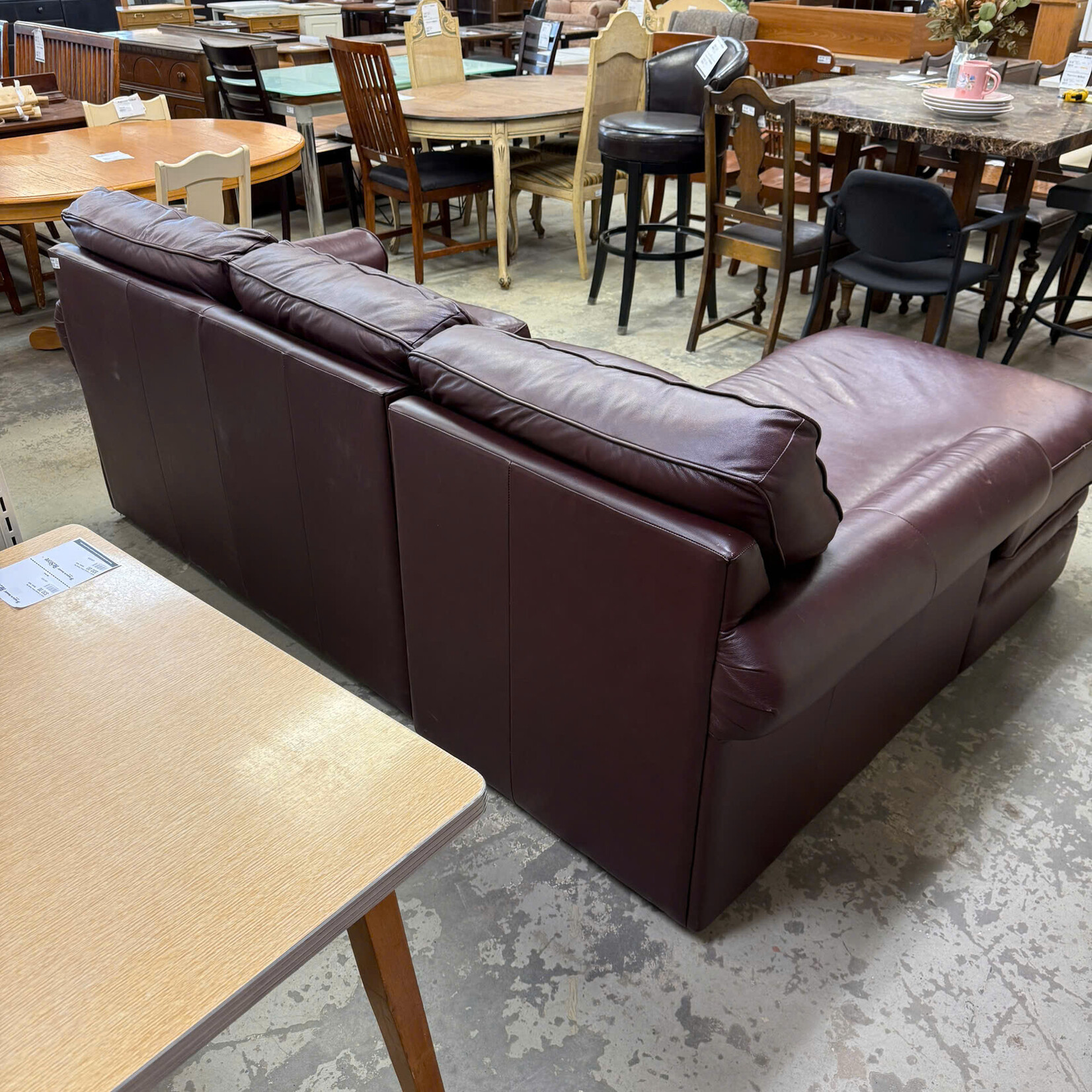 Dark Red Leather Sofa With Chaise