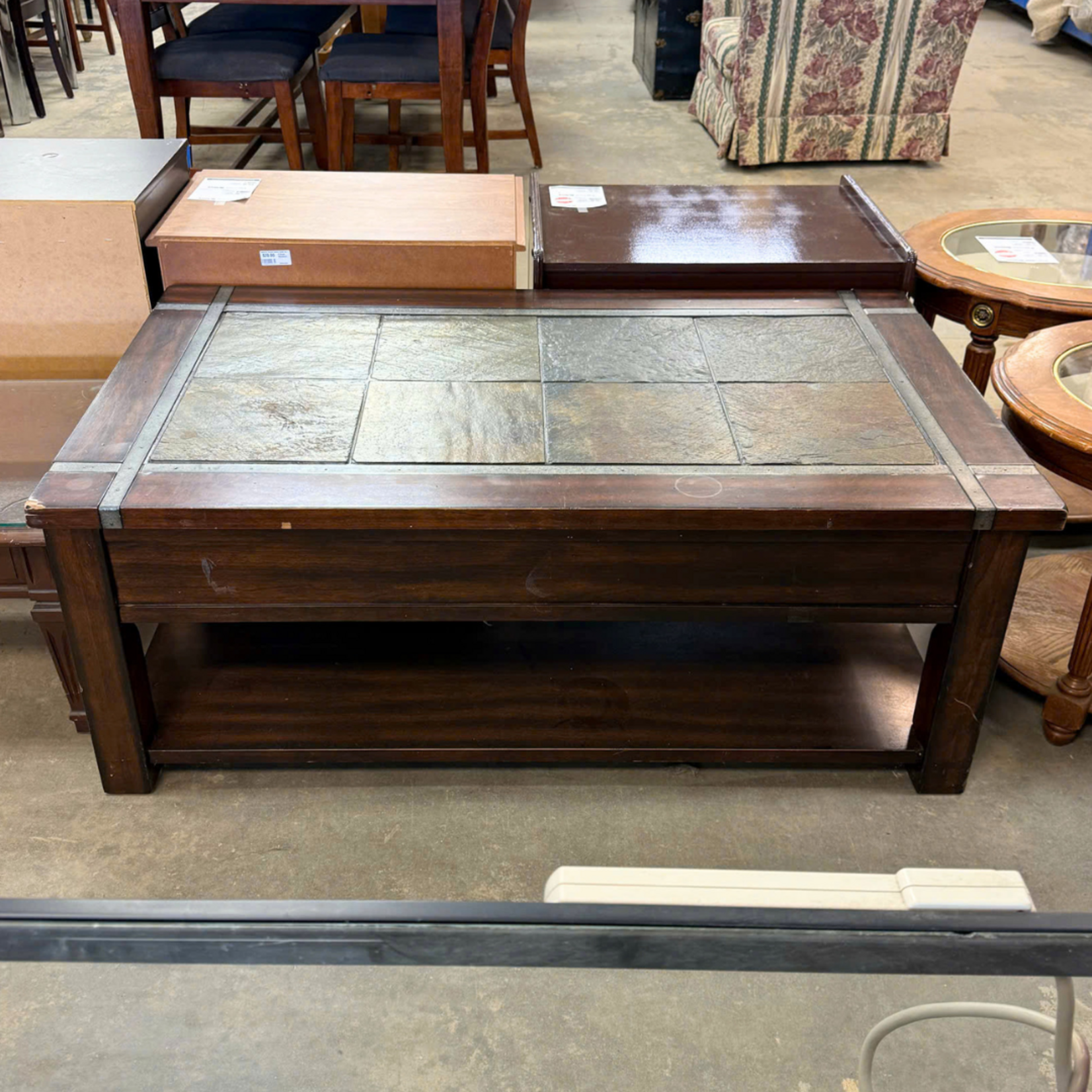 Wood And Stone Coffee Table