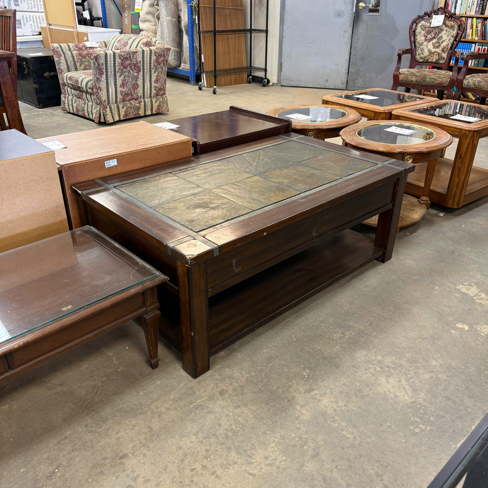 Wood And Stone Coffee Table