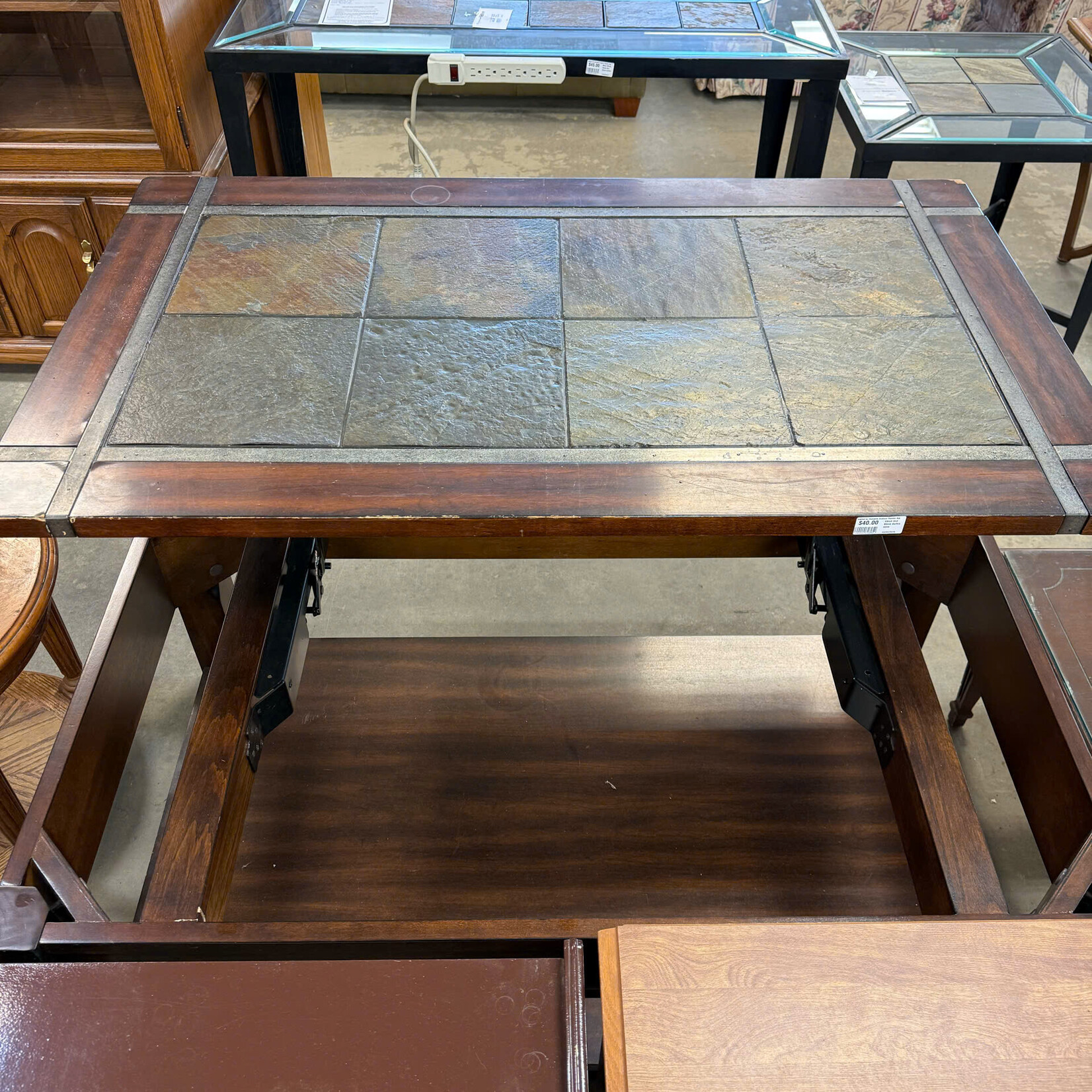 Wood And Stone Coffee Table