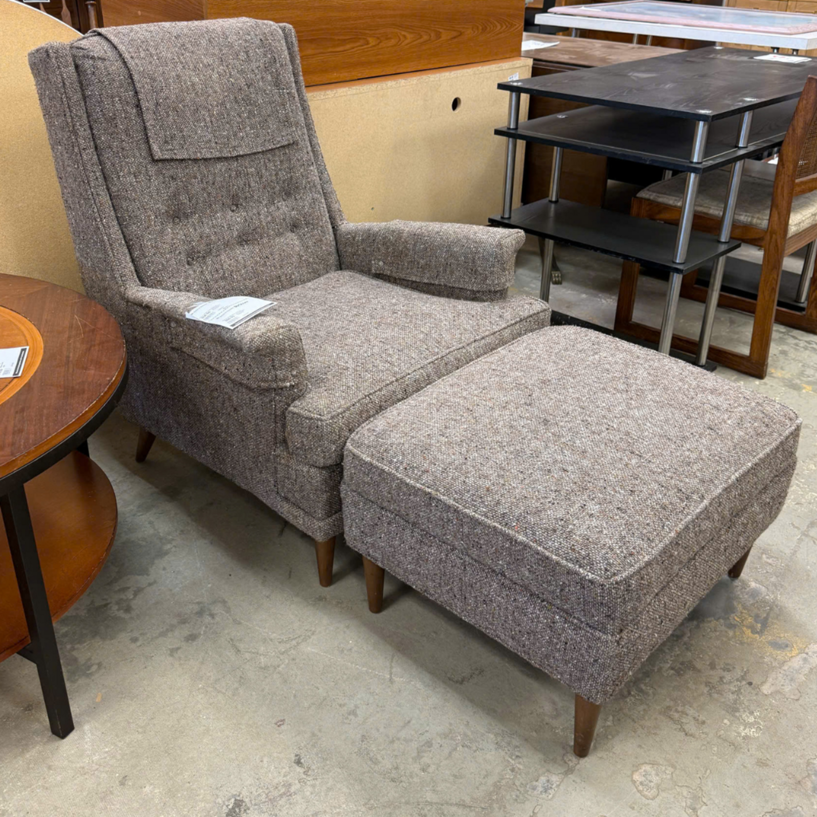 Gray Armchair & Ottoman