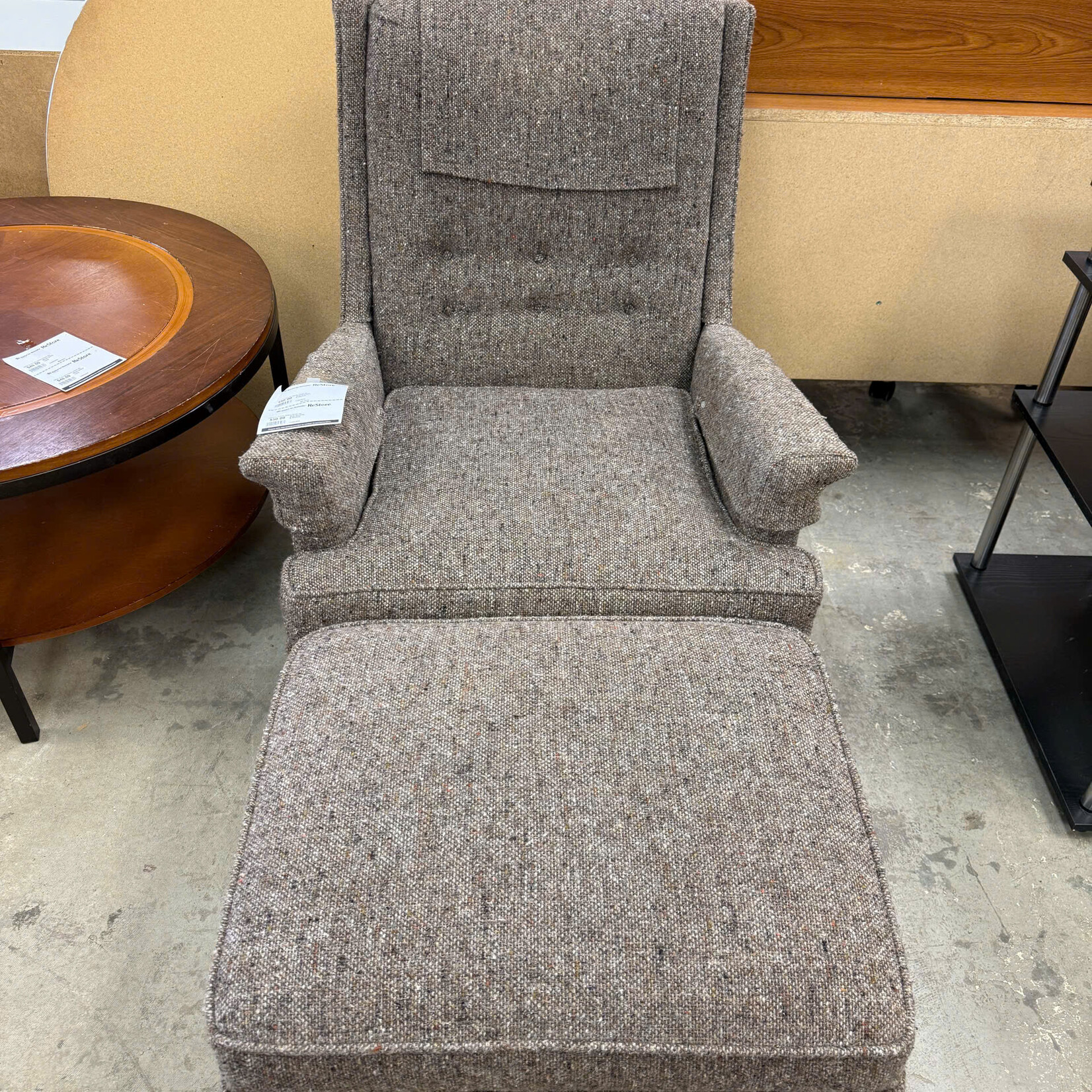 Gray Armchair & Ottoman