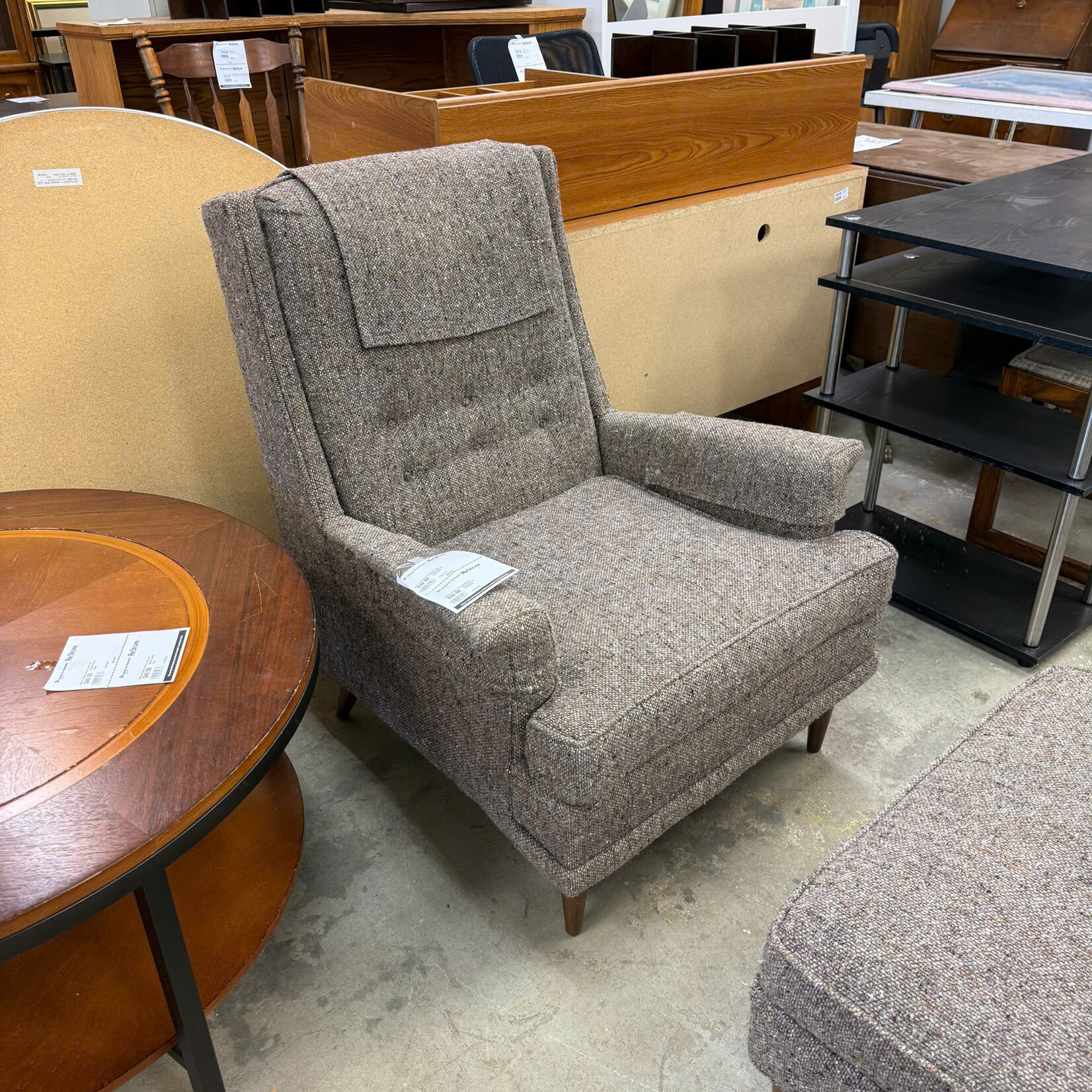 Gray Armchair & Ottoman