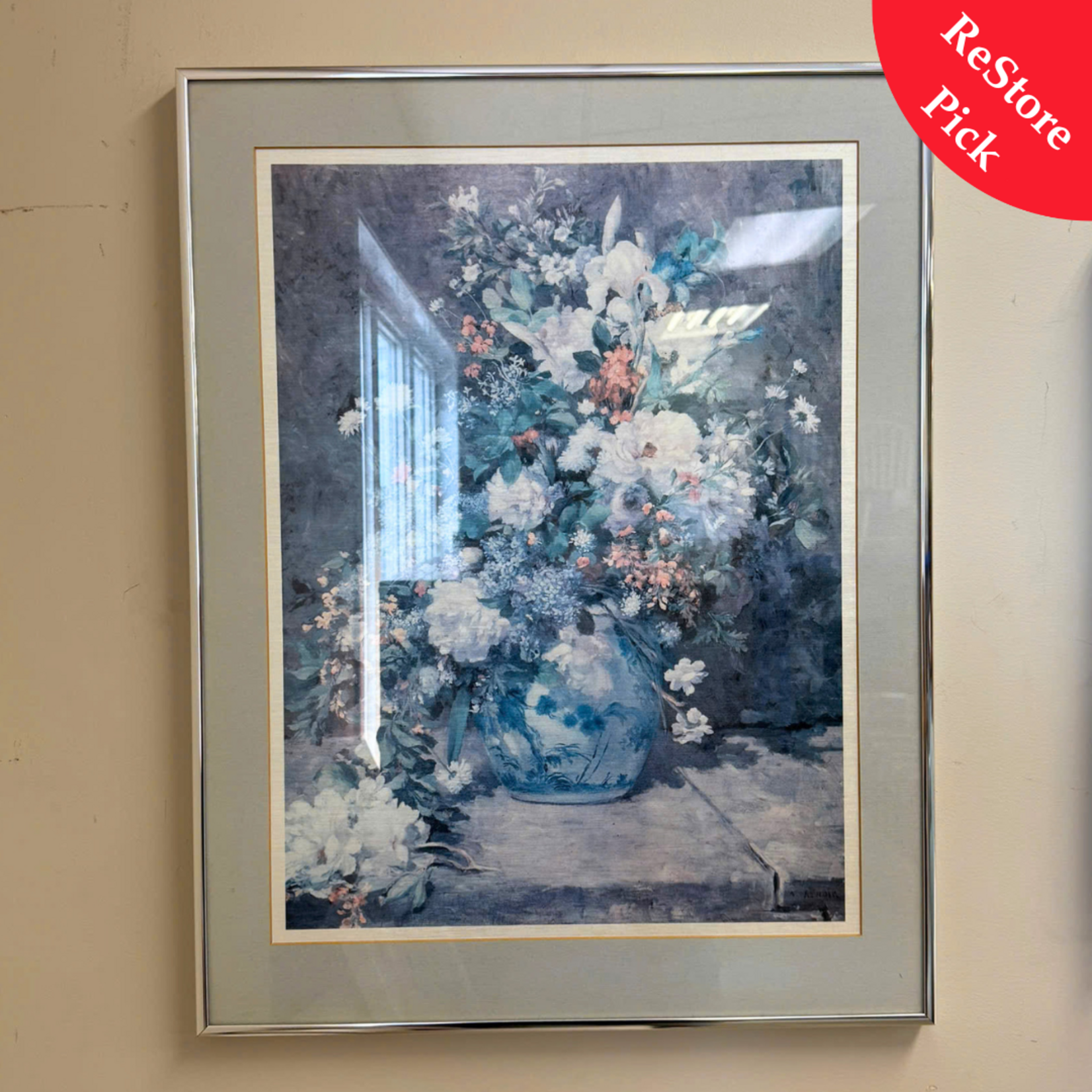 Glass Frame Vase of Flowers Picture