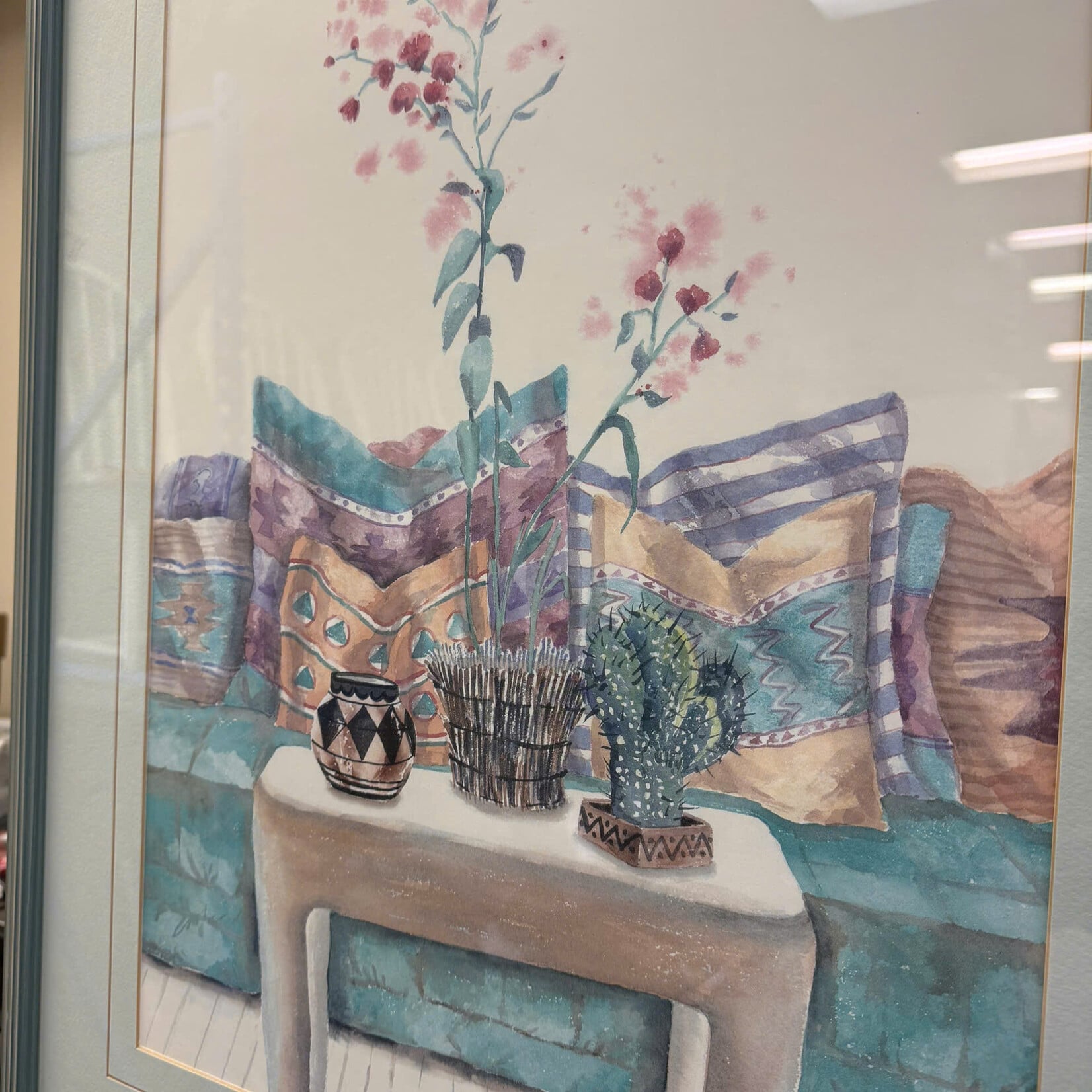 Artwork with Couch/Potted Cactus