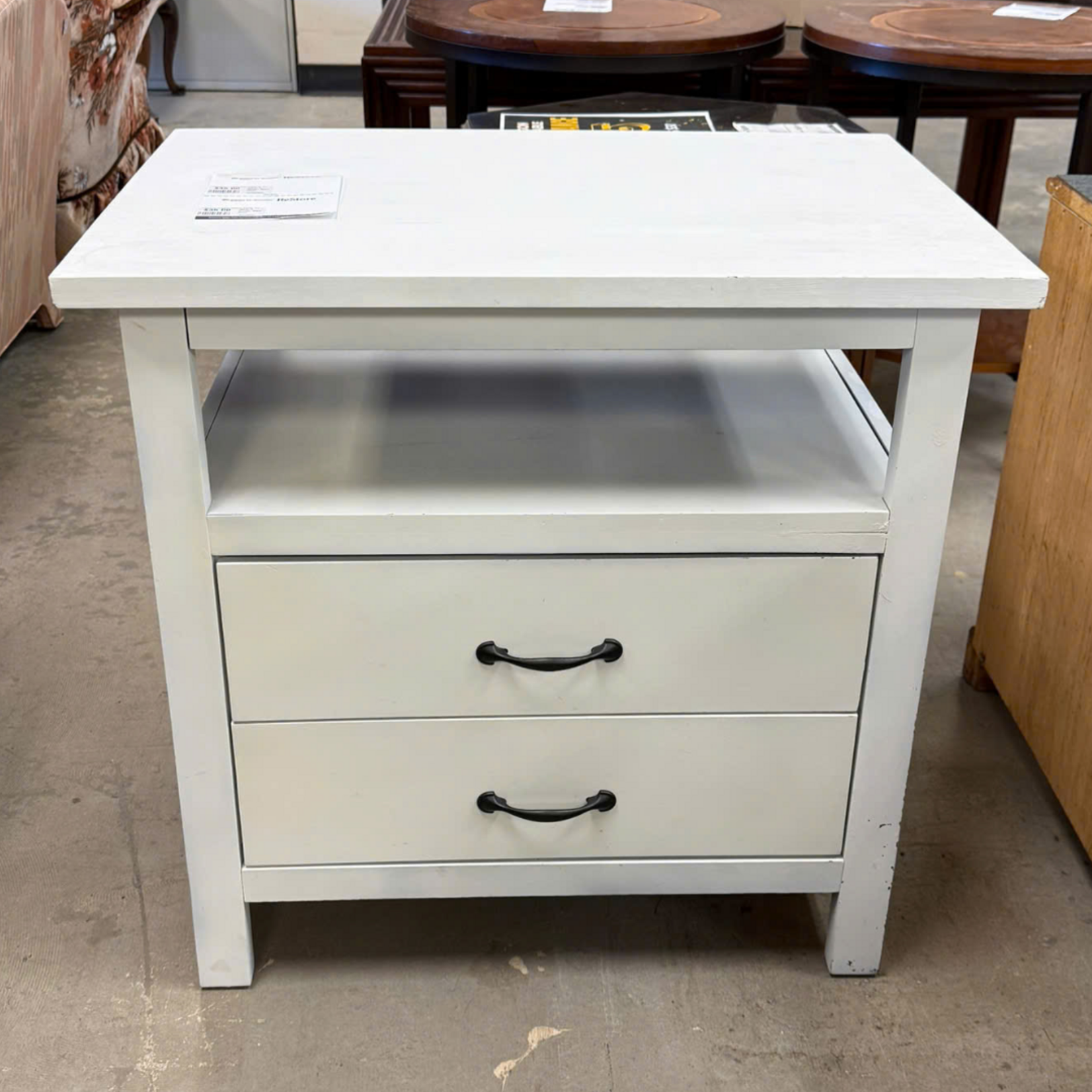 White 2 Drawer Nightstand