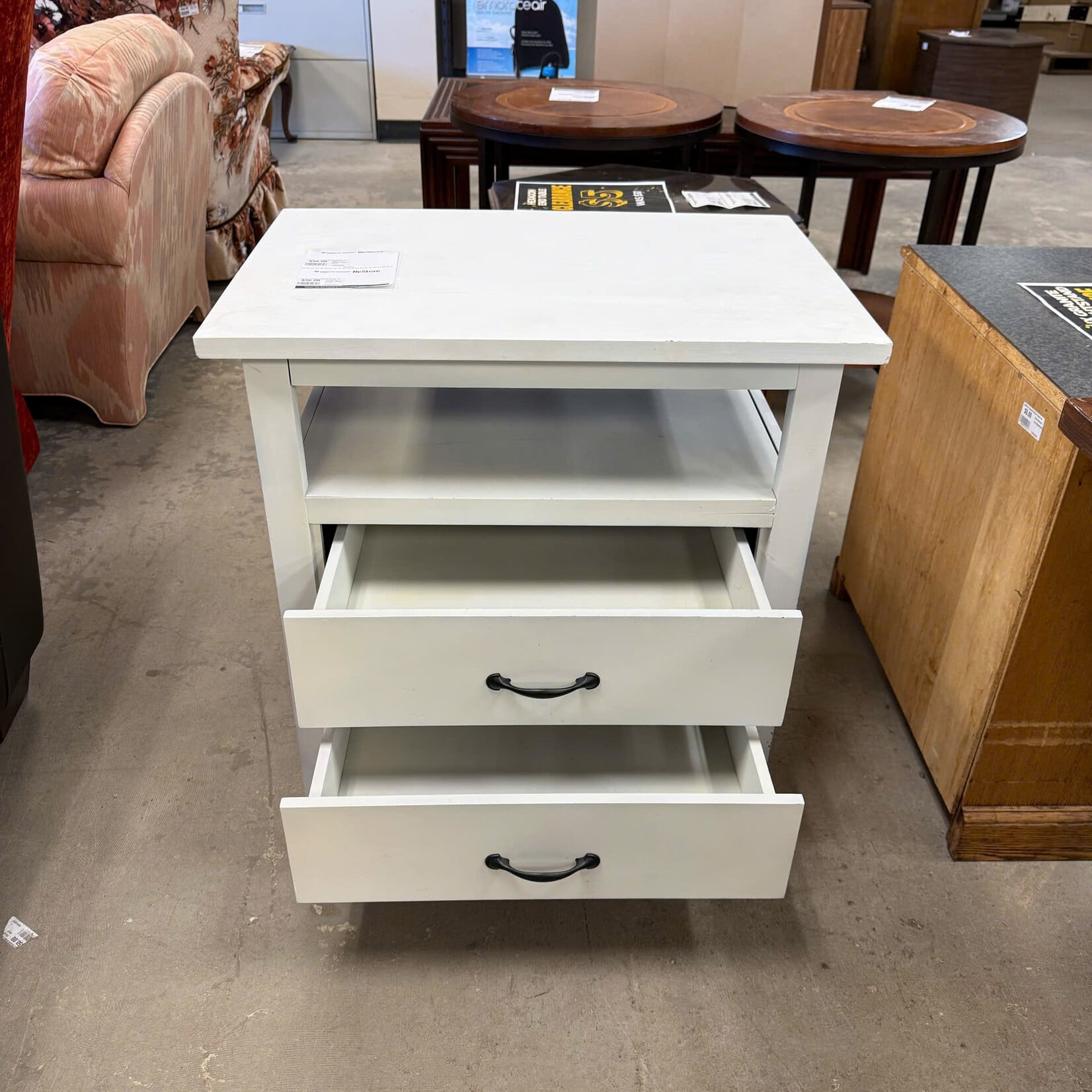 White 2 Drawer Nightstand