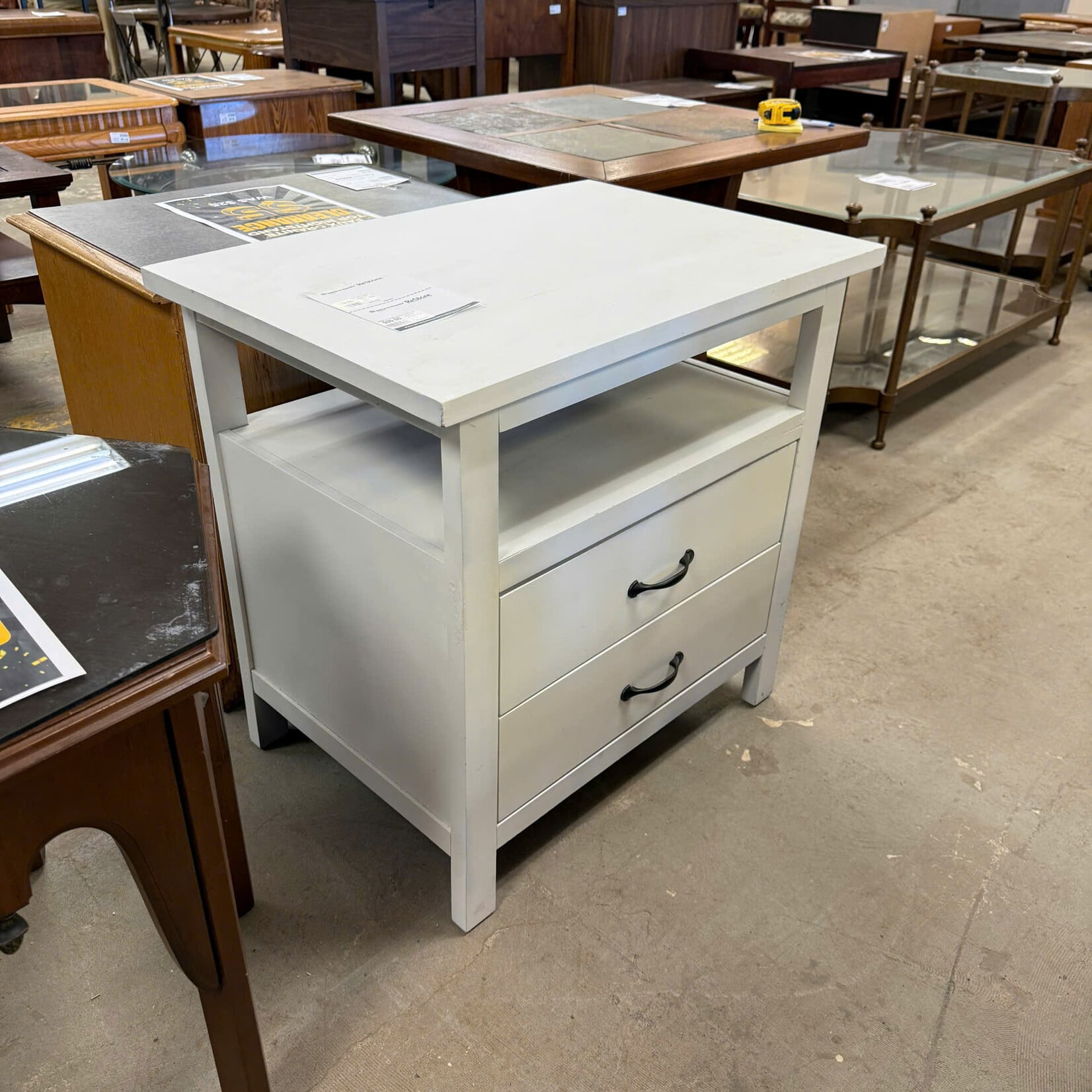 White 2 Drawer Nightstand
