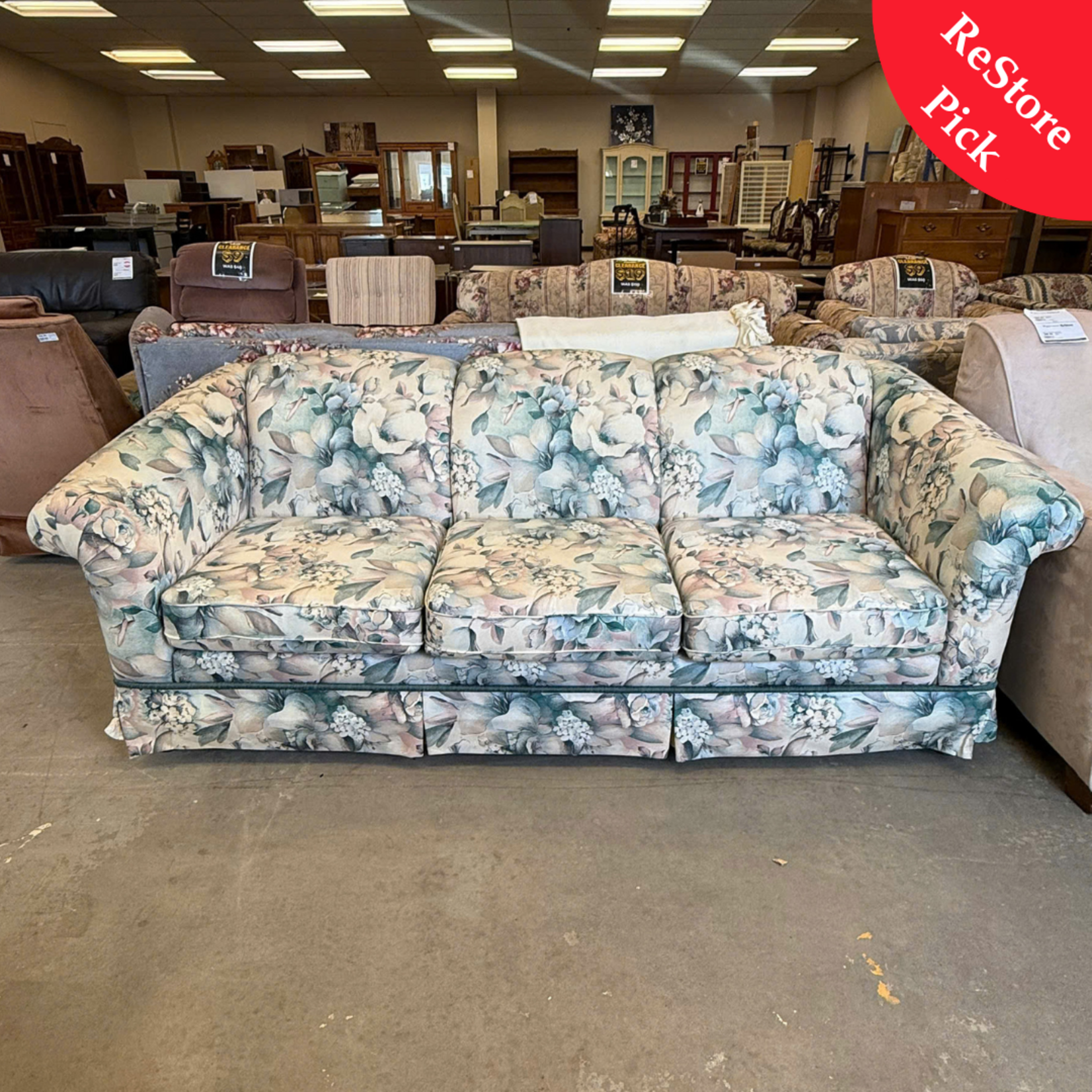 Blue White Floral Couch