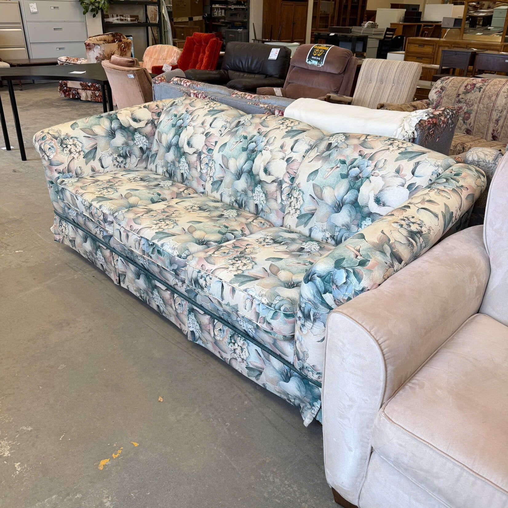 Blue White Floral Couch