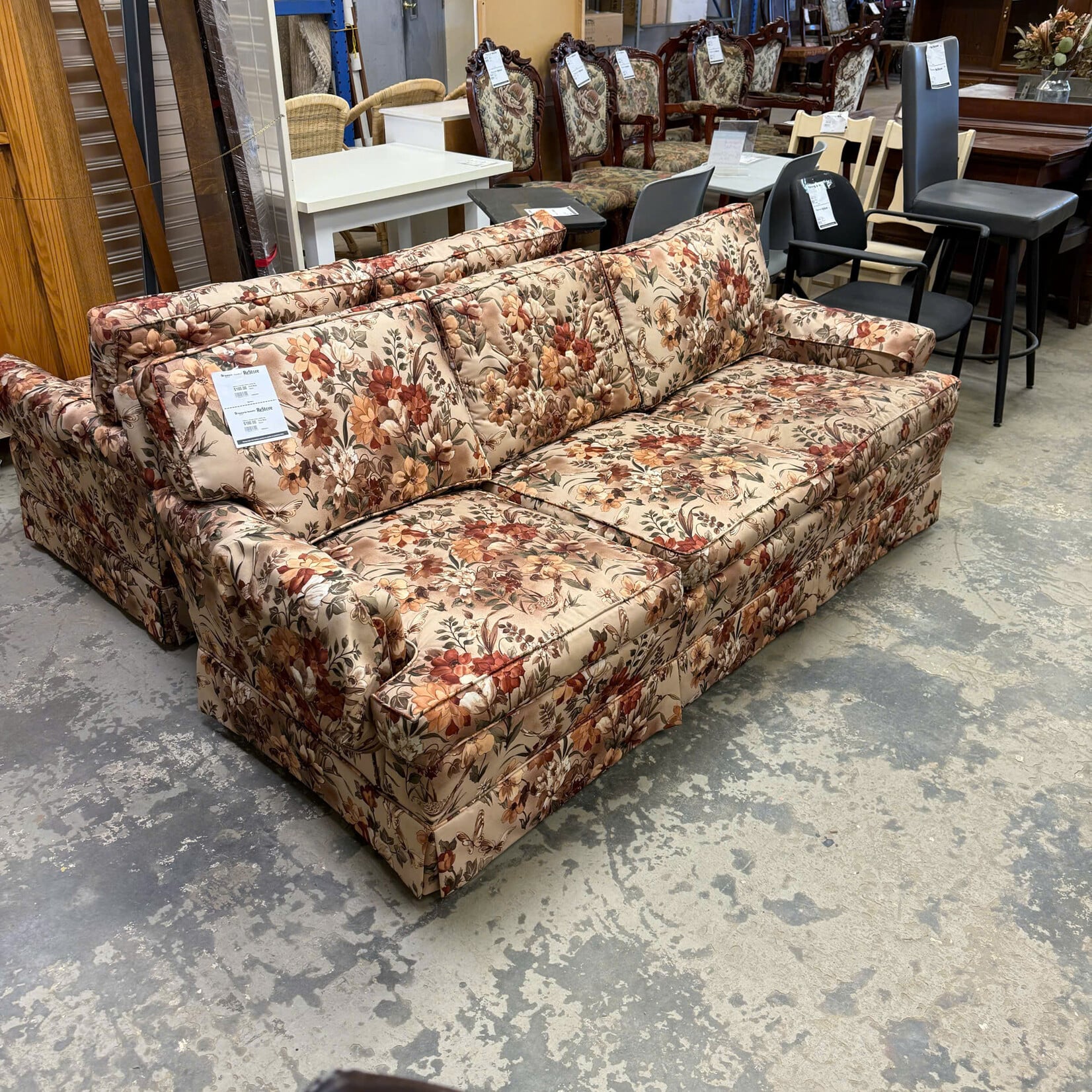 Floral Beige Couch