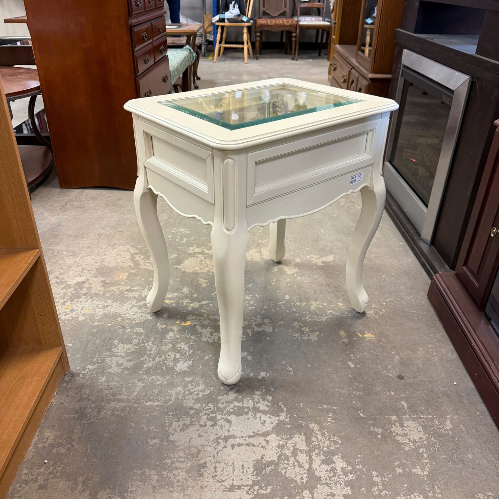 White Night Stand with Glass Top