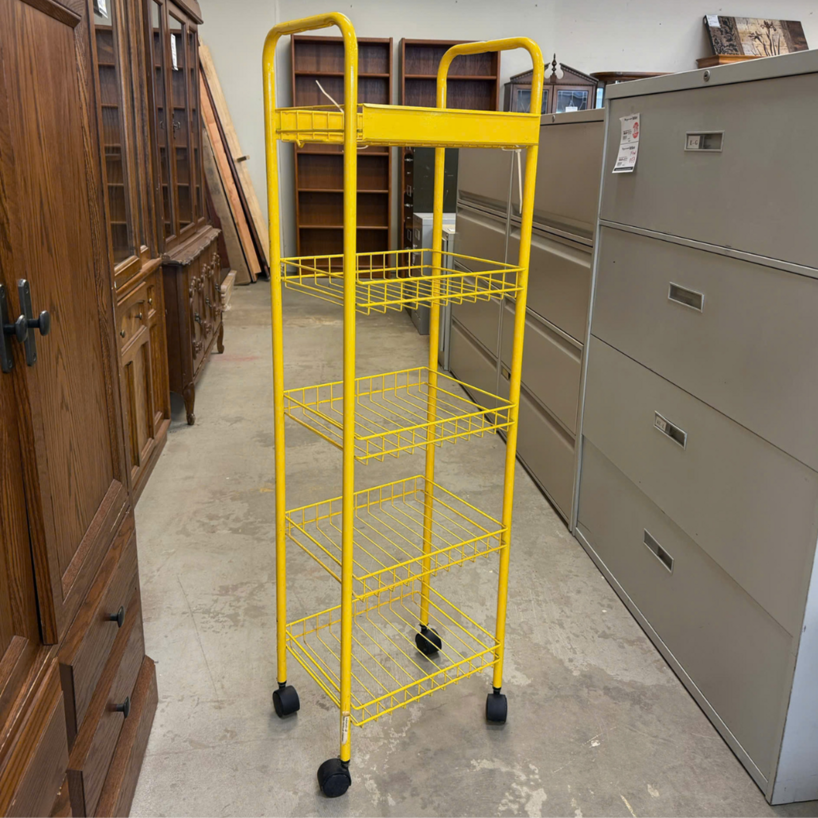 Yellow Metal Rolling Rack