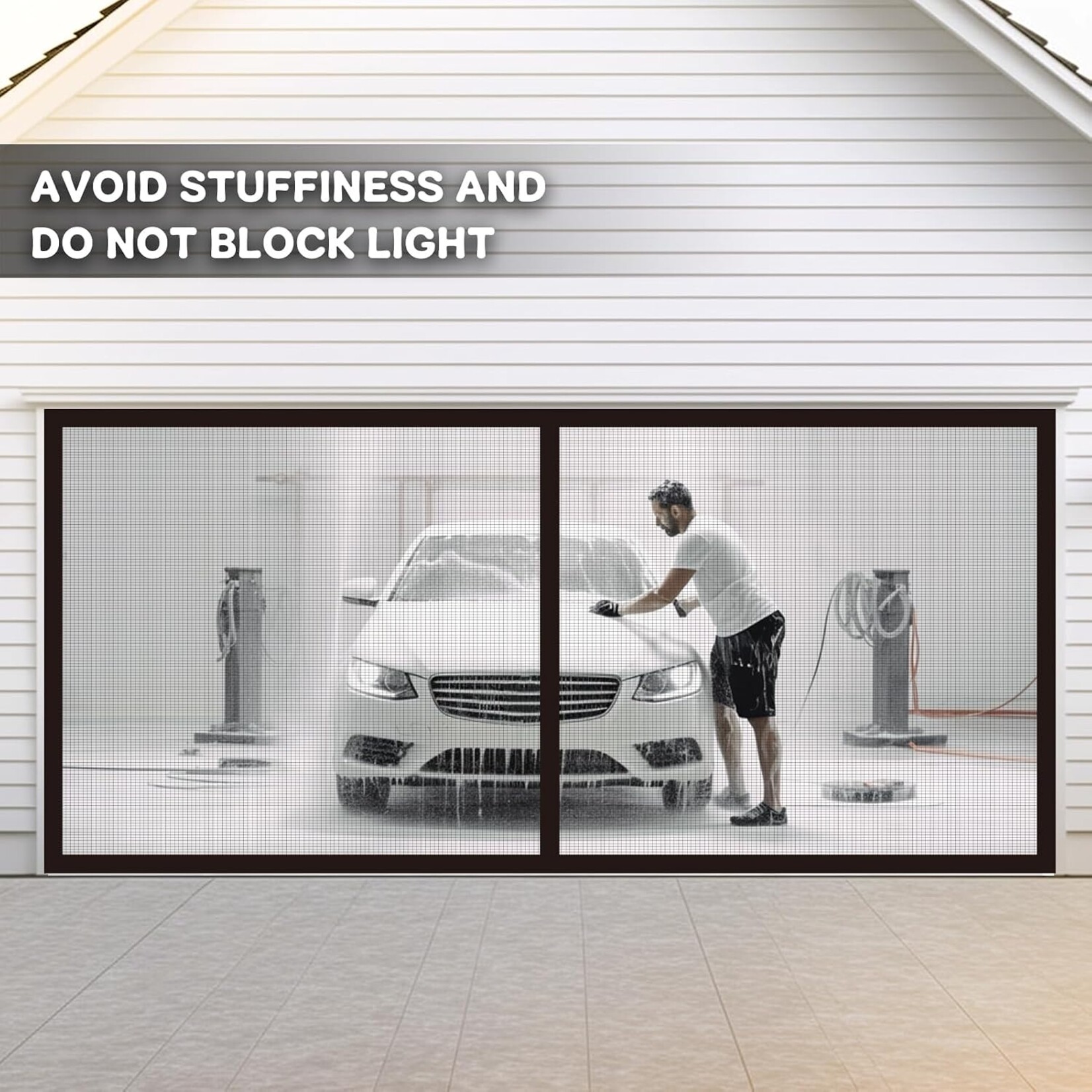 Magnetic Garage Door Screen 16x7 ft
