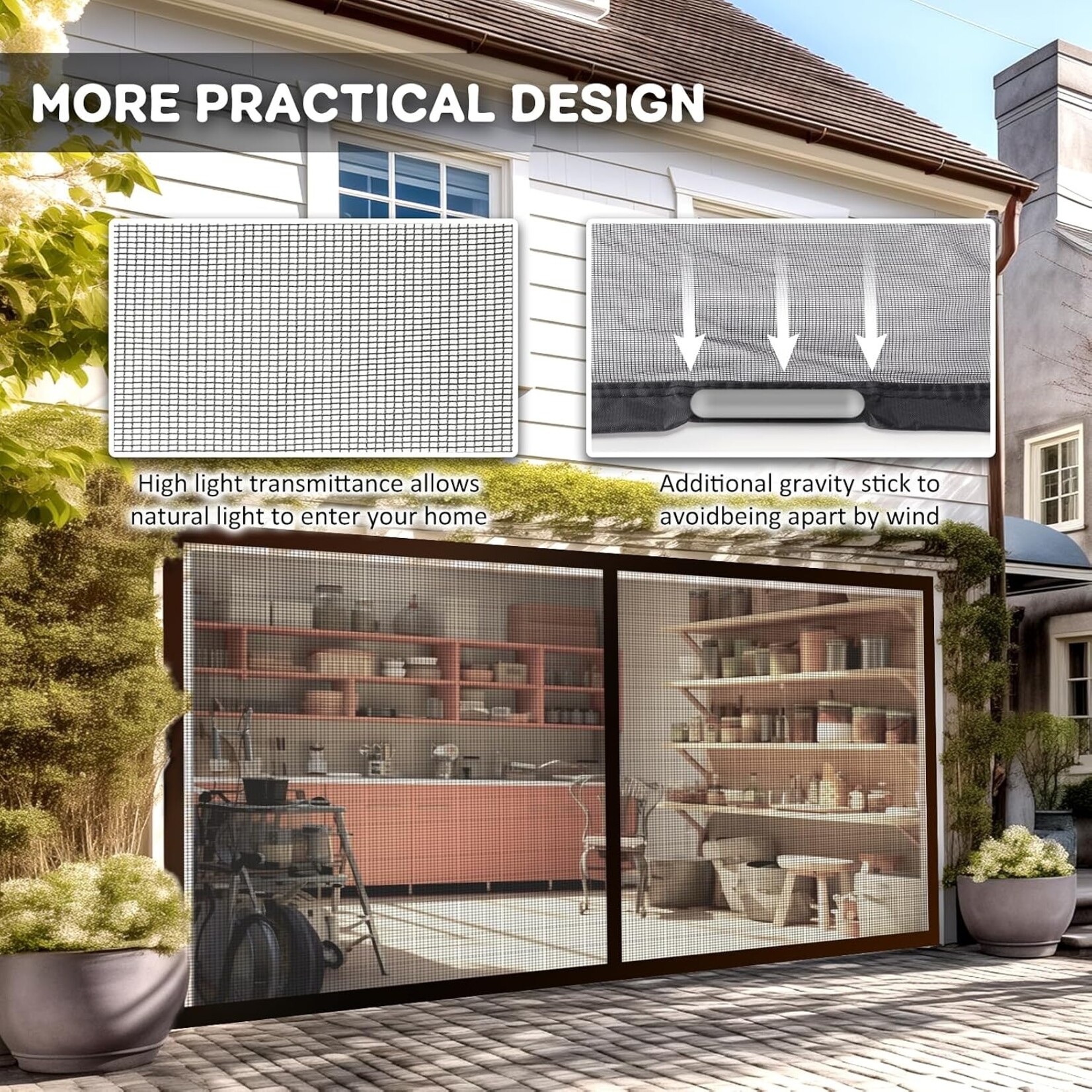Magnetic Garage Door Screen 16x7 ft