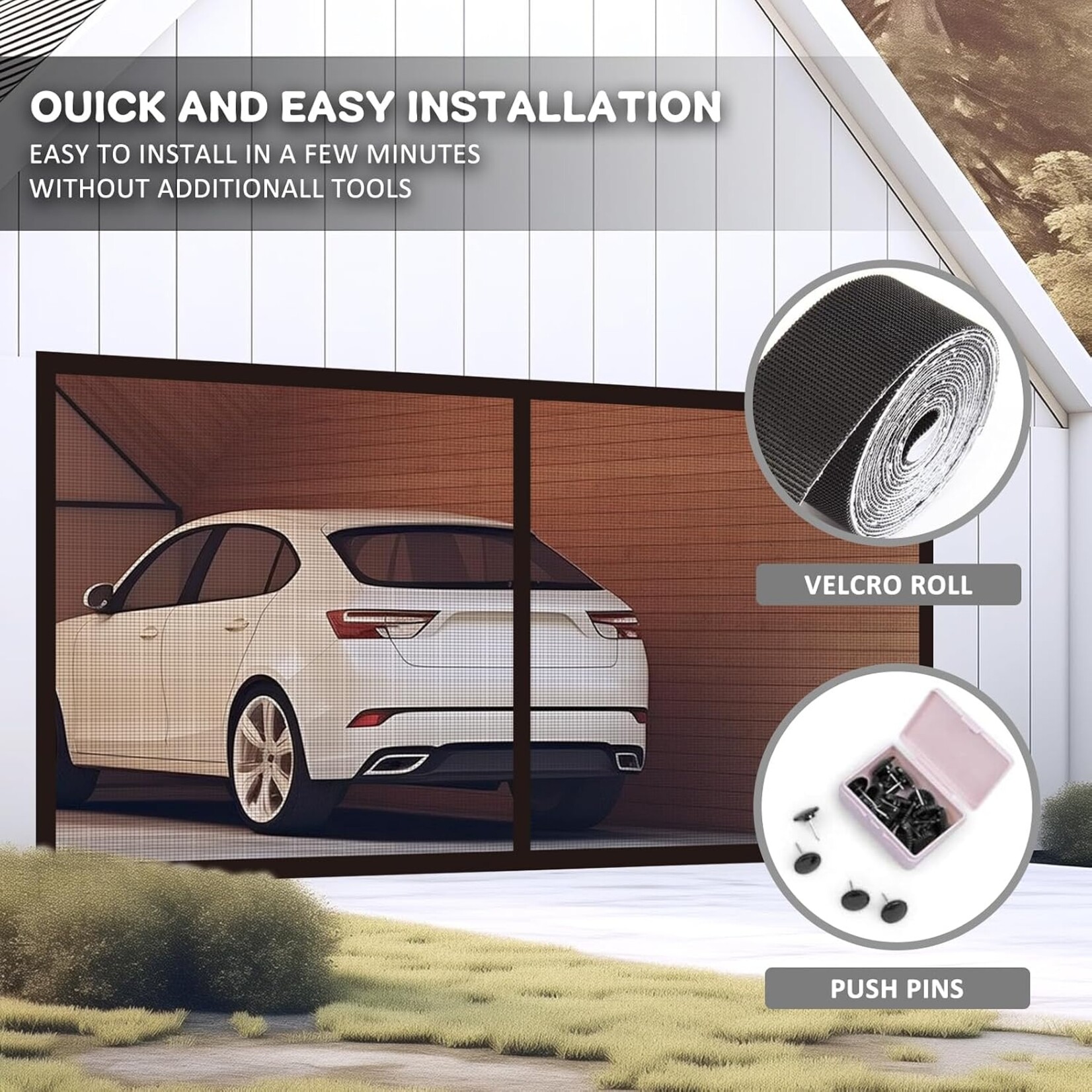 Magnetic Garage Door Screen 16x7 ft