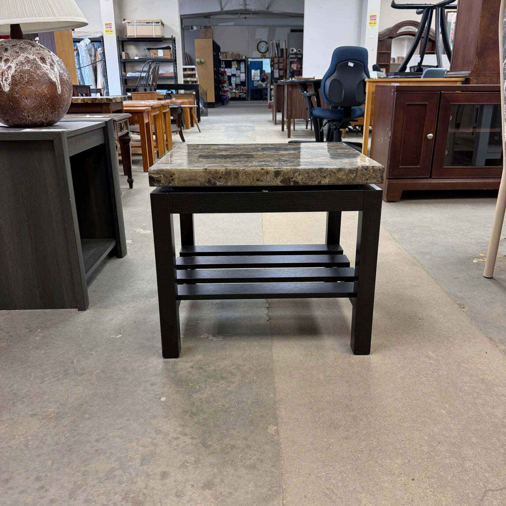 Faux Marble Top End Table